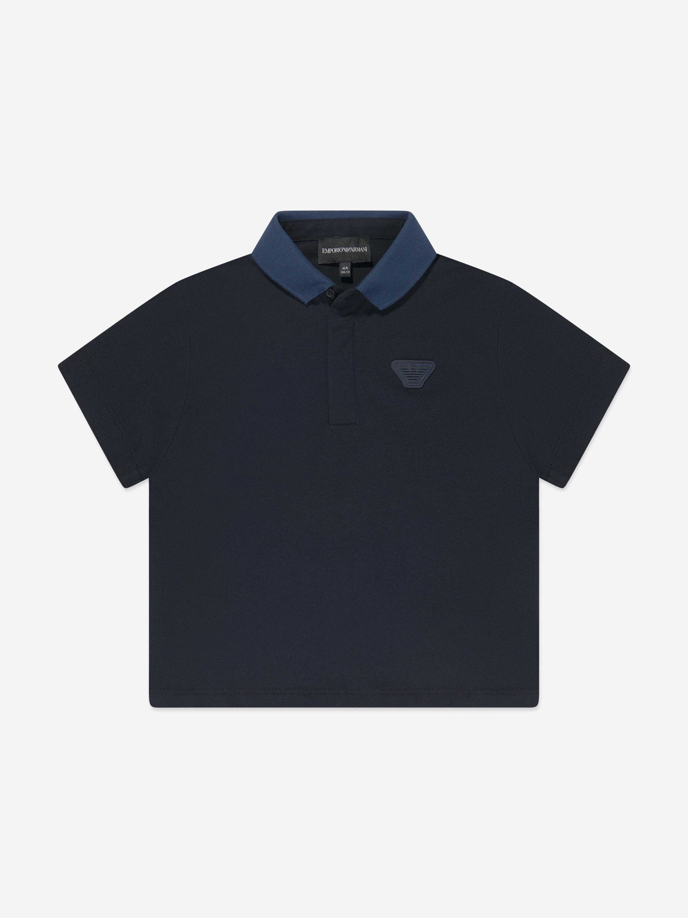 Emporio Armani Boys Logo Polo Shirt in Navy