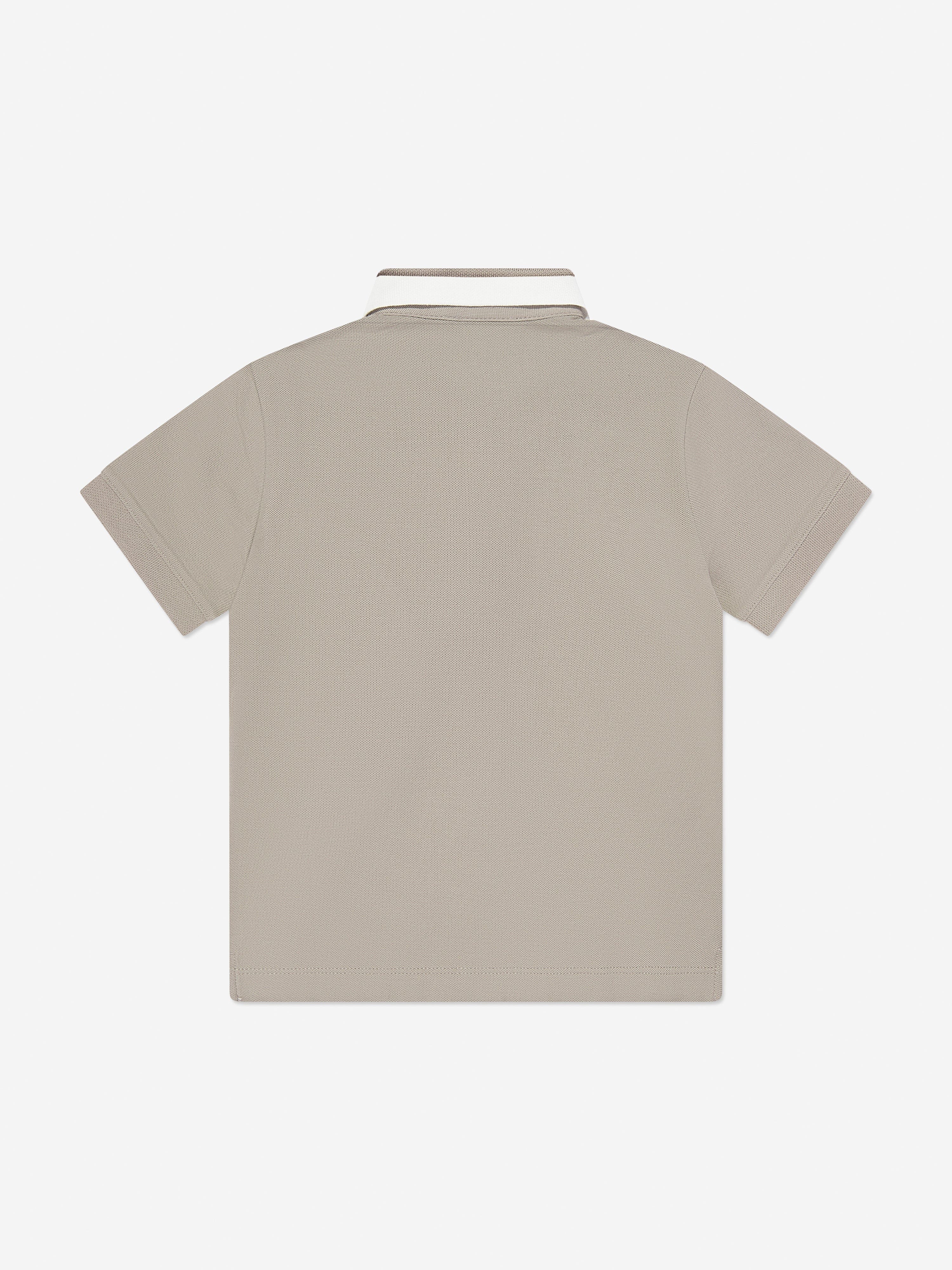 Emporio Armani Boys Logo Polo Shirt in Beige