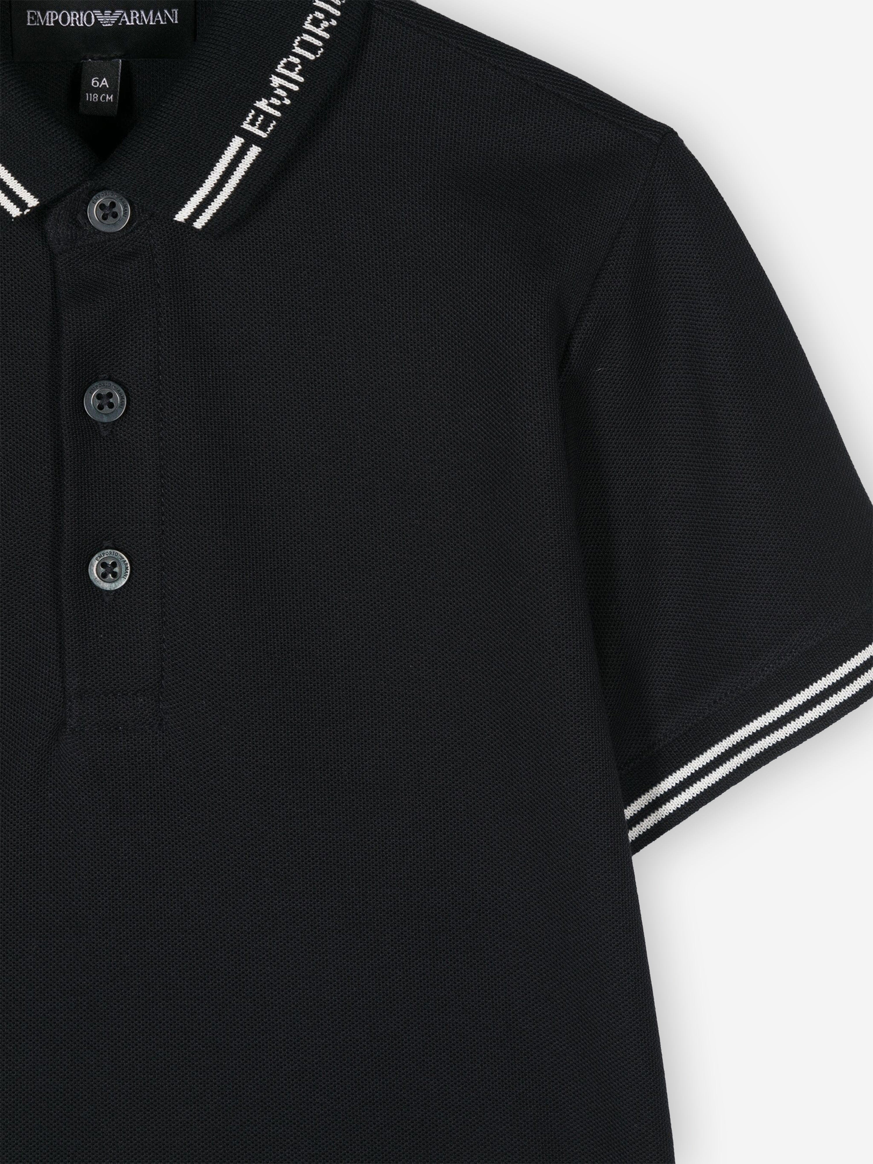 Emporio Armani Boys Logo Polo Shirt in Navy