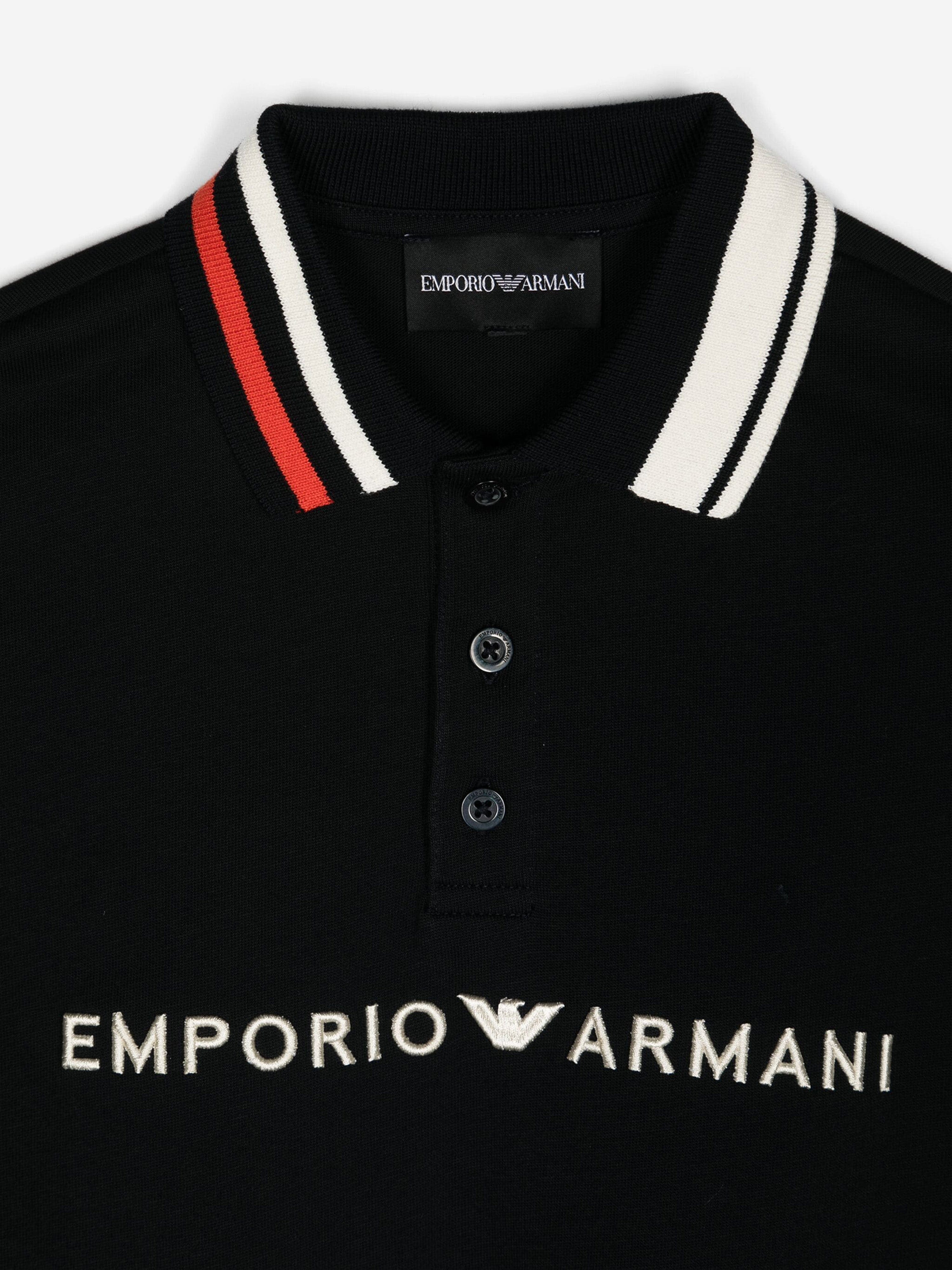 Emporio Armani Boys Long Sleeve Polo Shirt in Navy