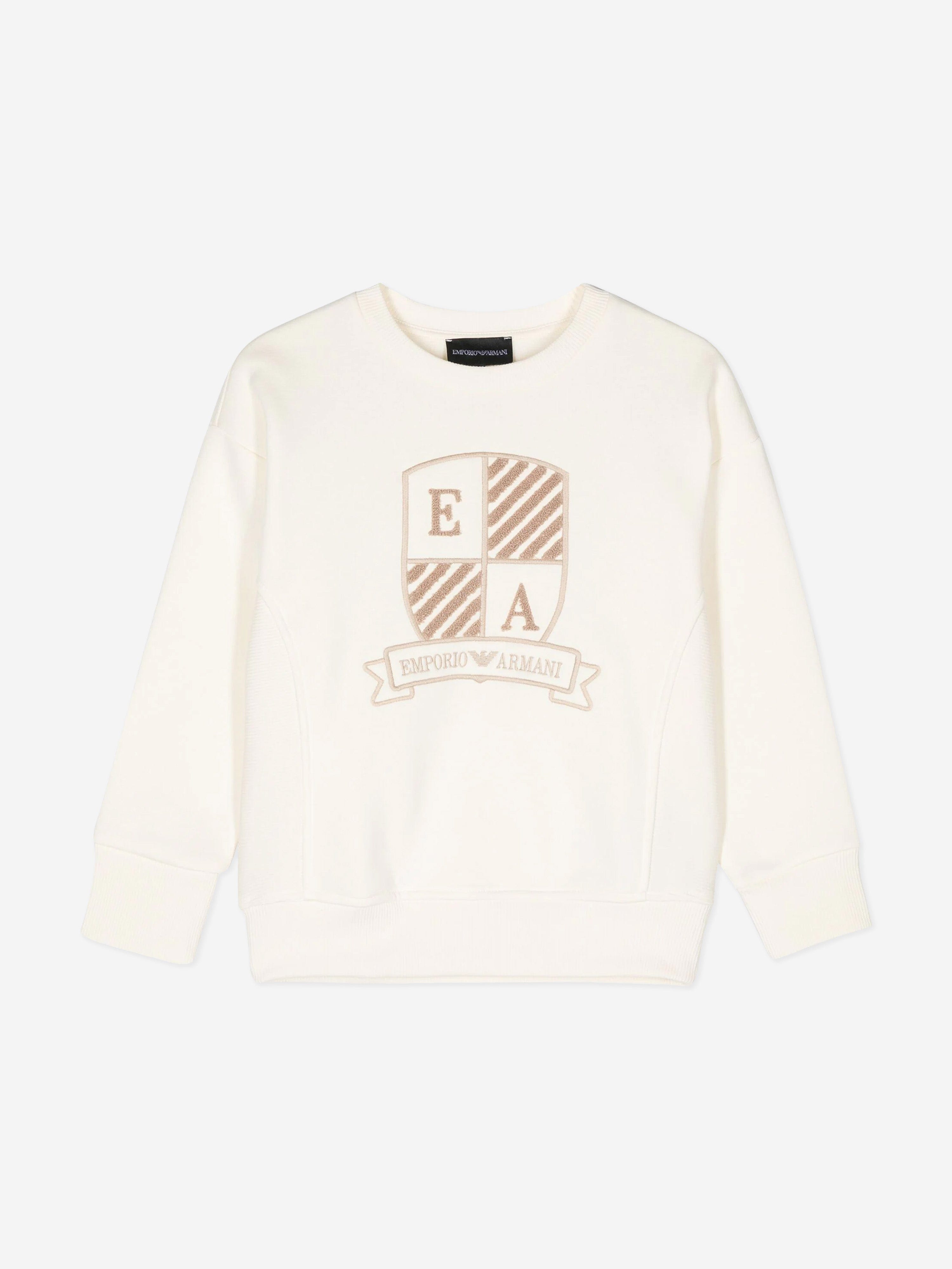 Emporio Armani Boys Logo Sweatshirt in Ivory