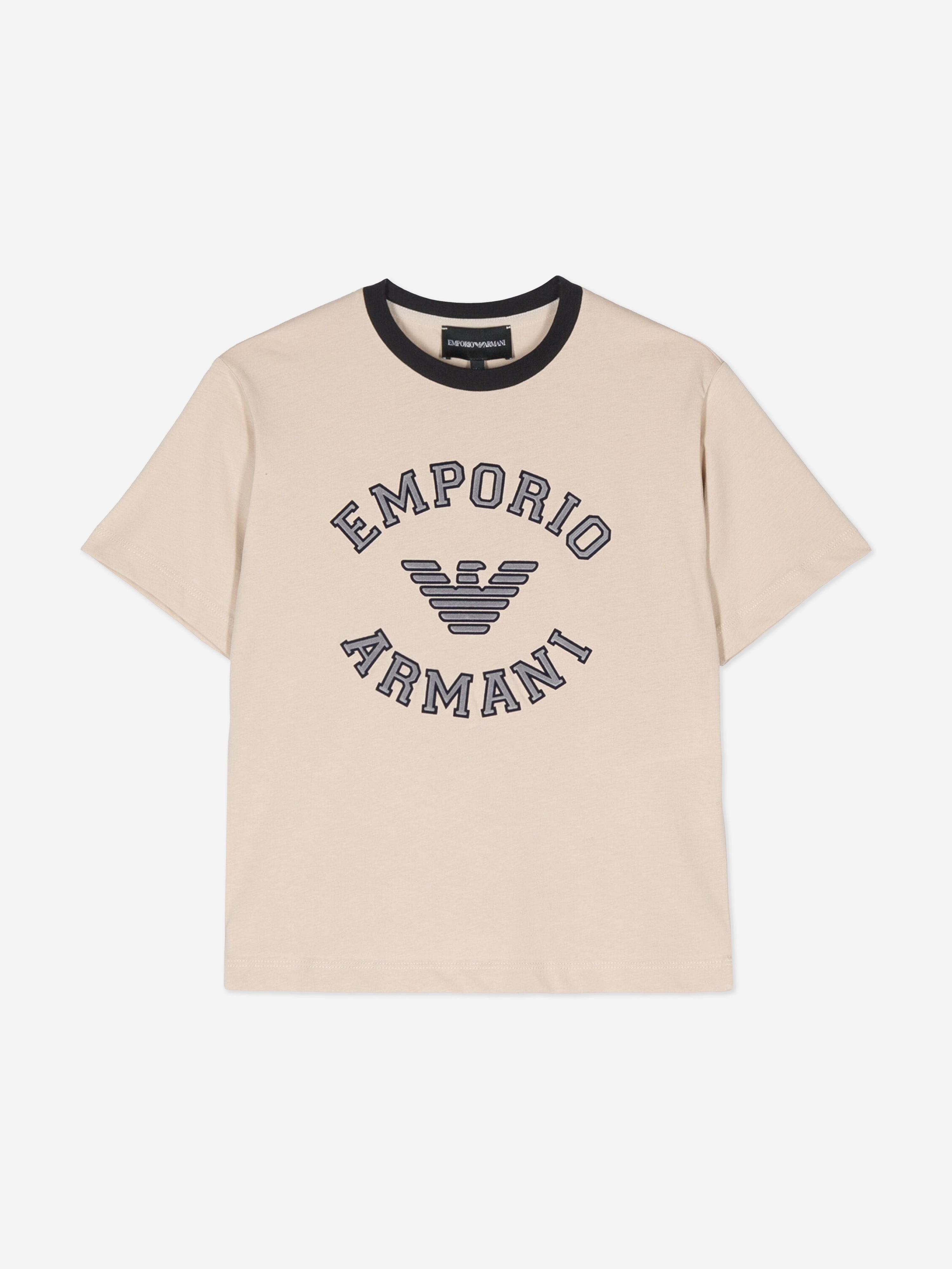 Emporio Armani Boys Logo T-Shirt in Beige