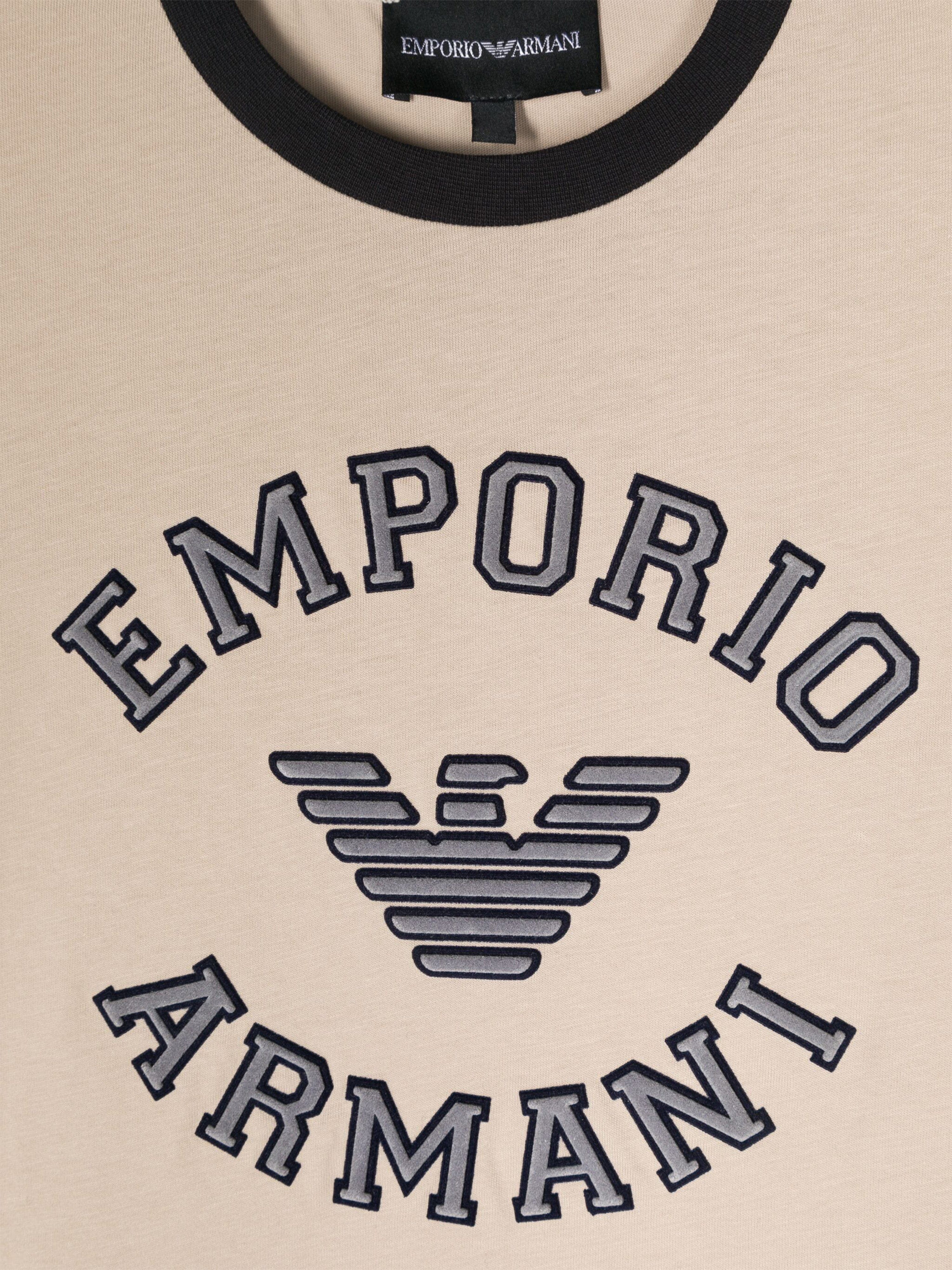 Emporio Armani Boys Logo T-Shirt in Beige