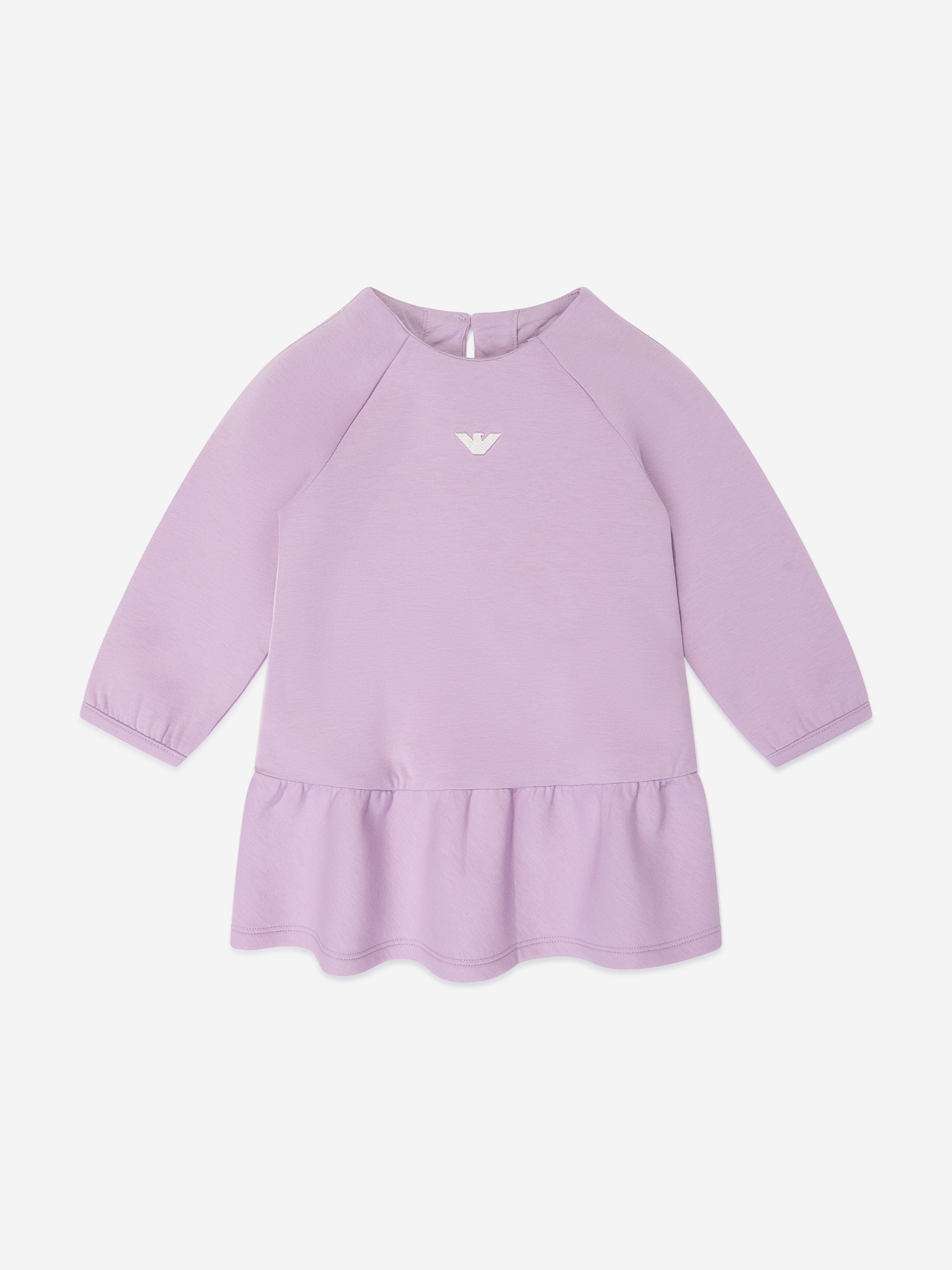 Emporio Armani Baby Girls Logo Sweater Dress in Purple