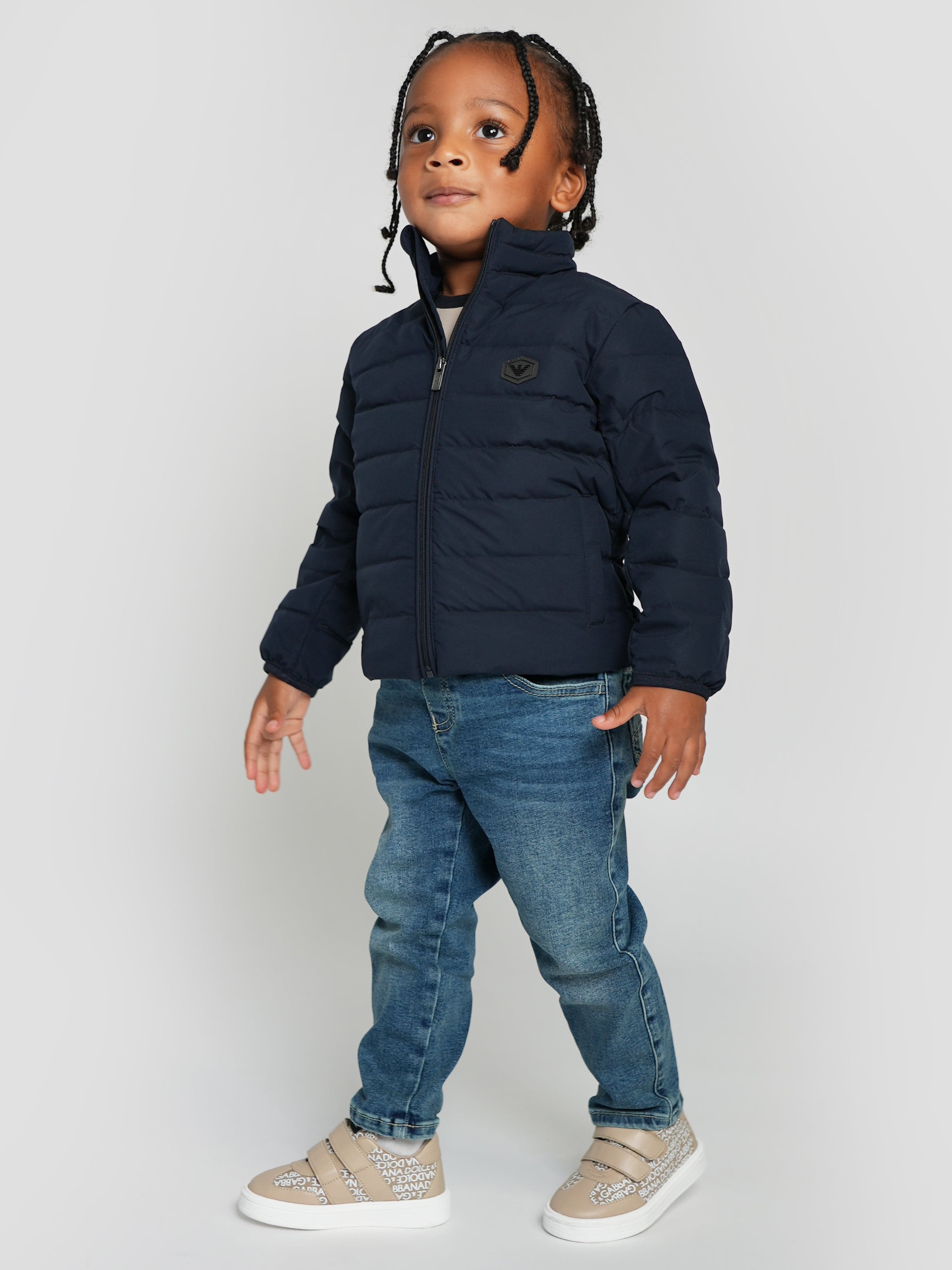 Emporio Armani Baby Boys Down Padded Puffer Jacket in Navy