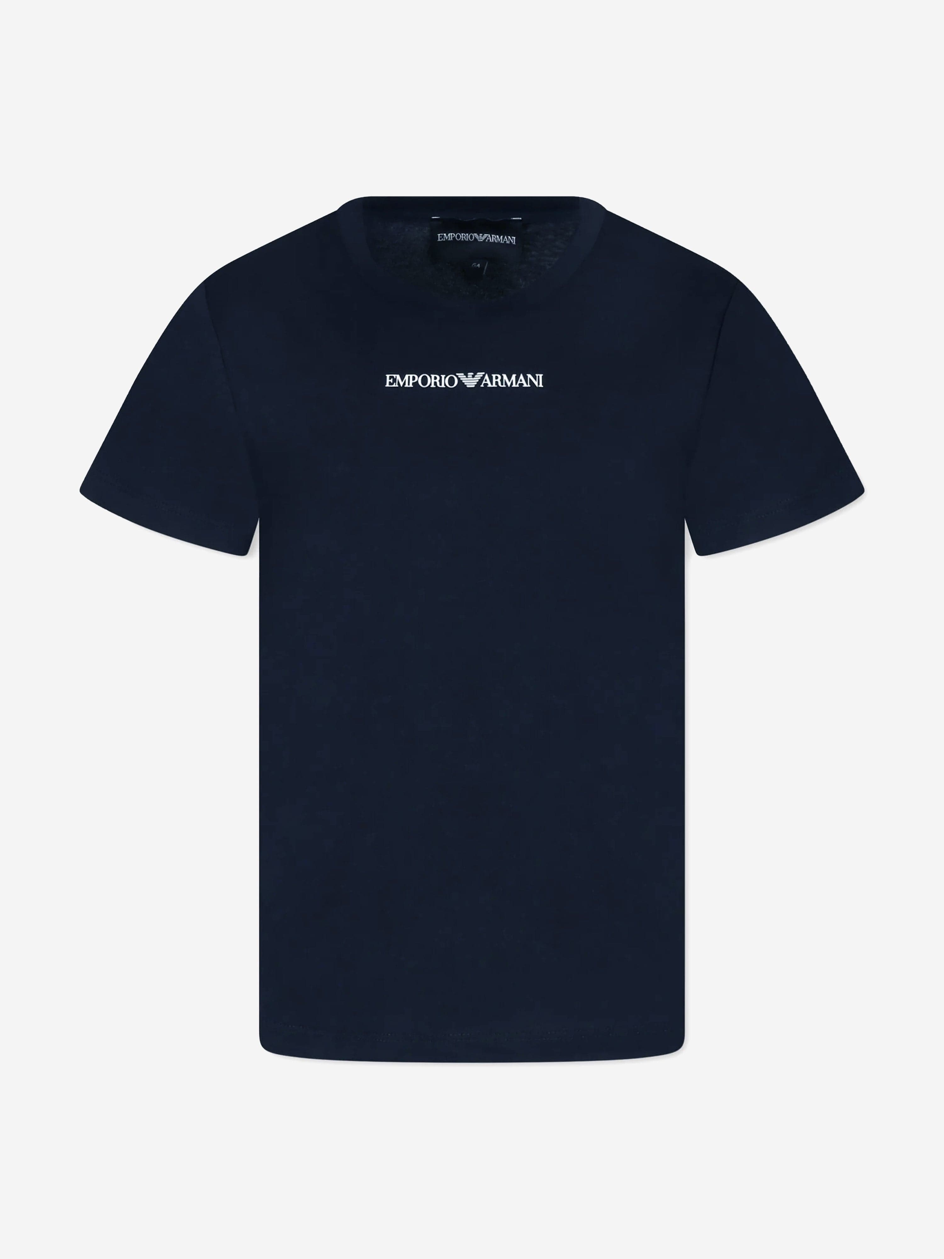 Emporio Armani Boys Logo T-Shirt in Navy