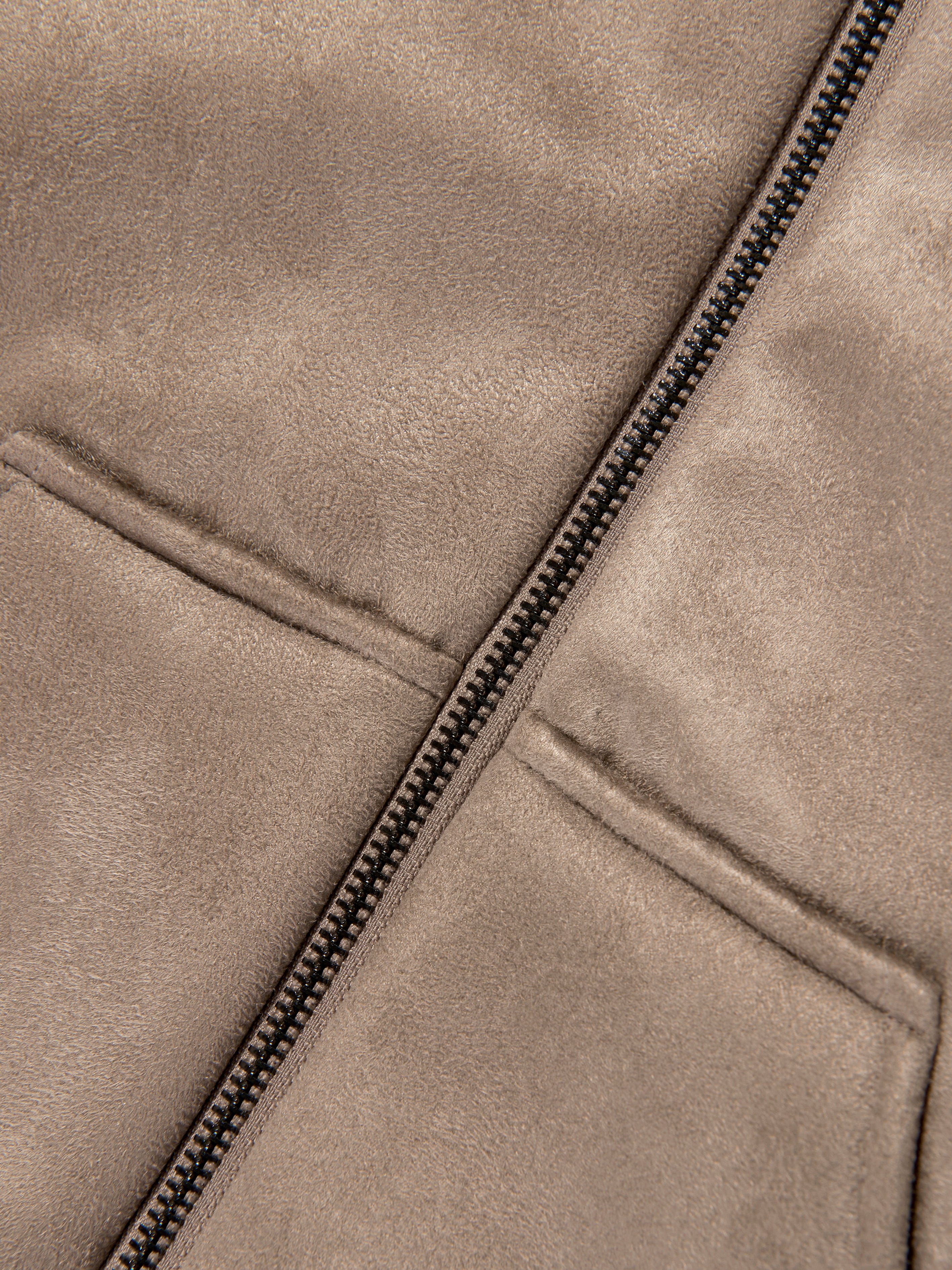 Emporio Armani Boys Fleece Lined Zip Up Jacket in Brown