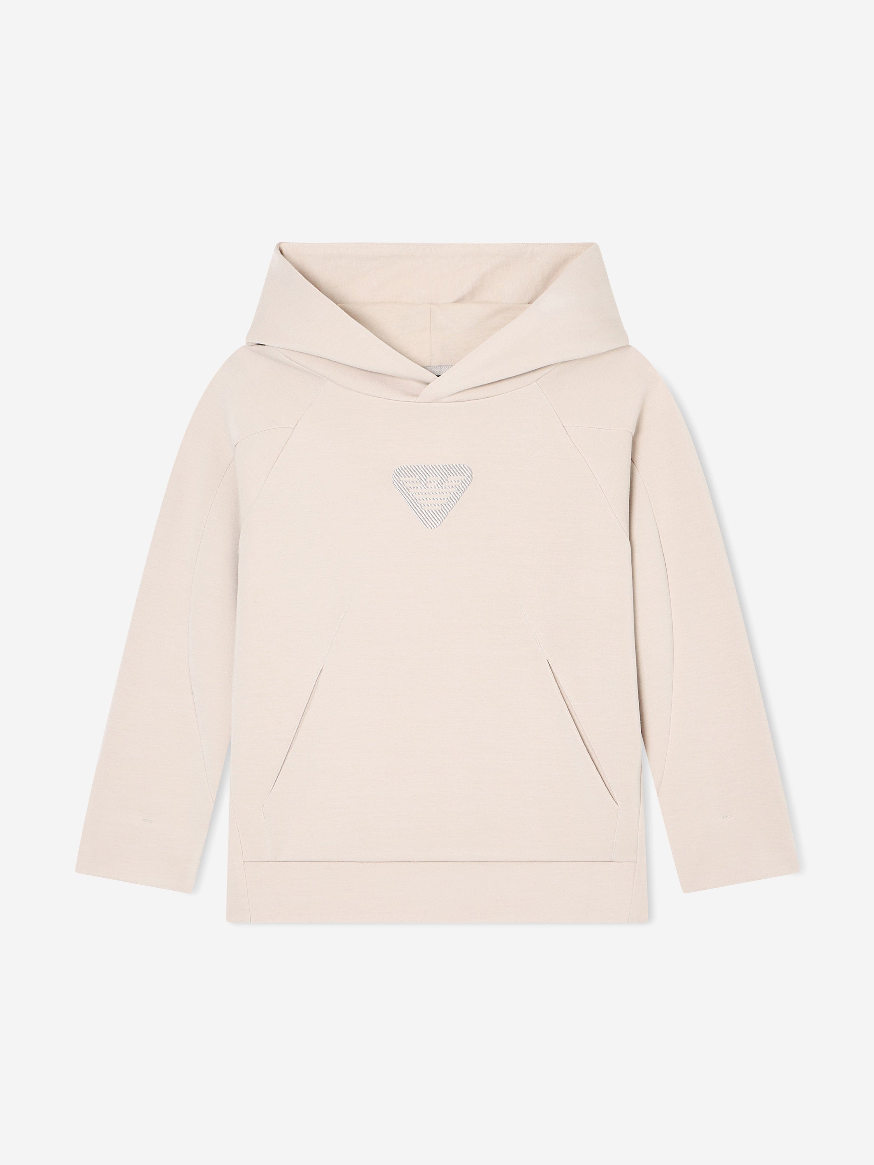 Emporio Armani Boys Logo Hoodie in Ivory