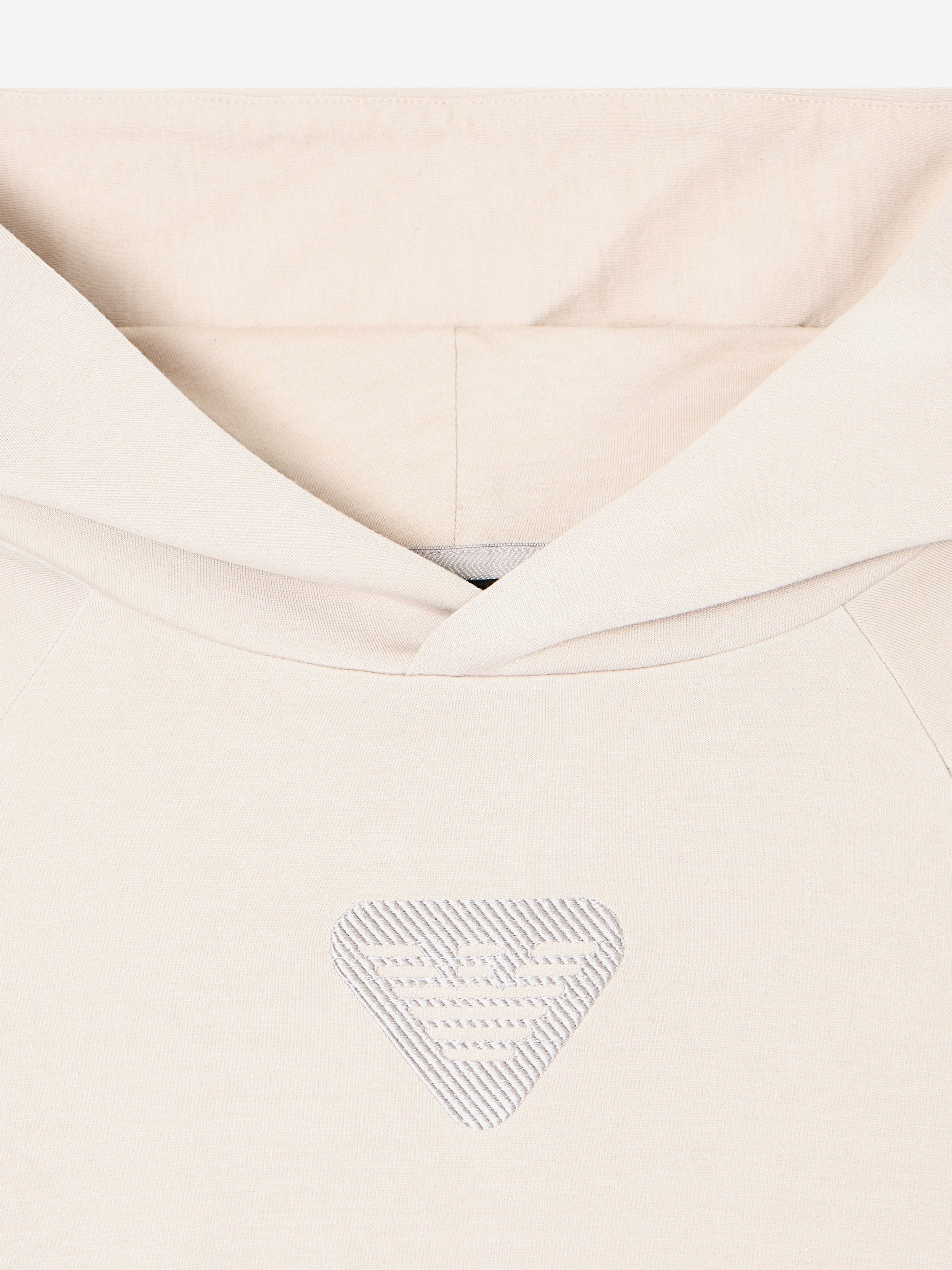 Emporio Armani Boys Logo Hoodie in Ivory