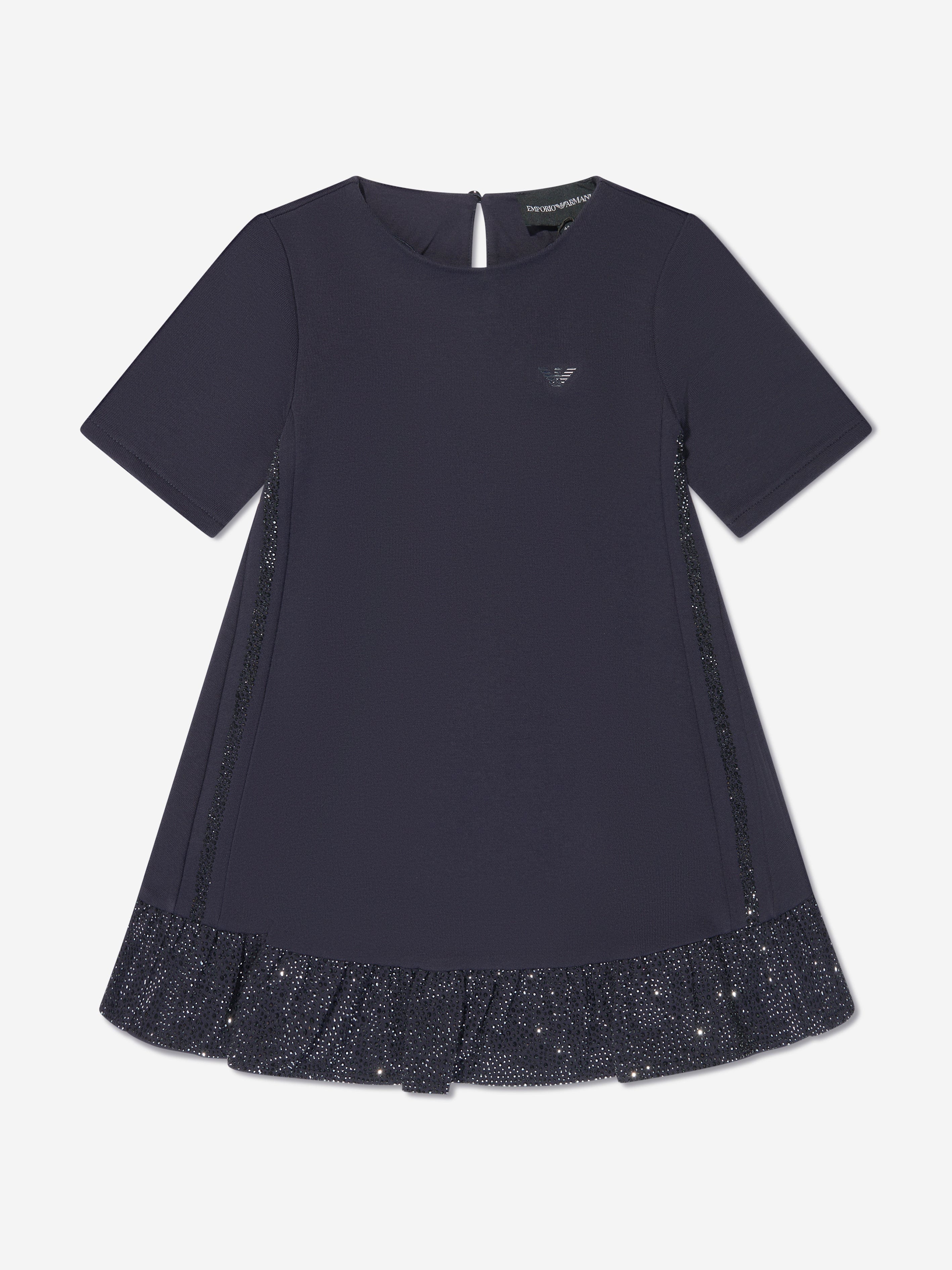 Emporio Armani Girls Side Sequin Dress In Navy