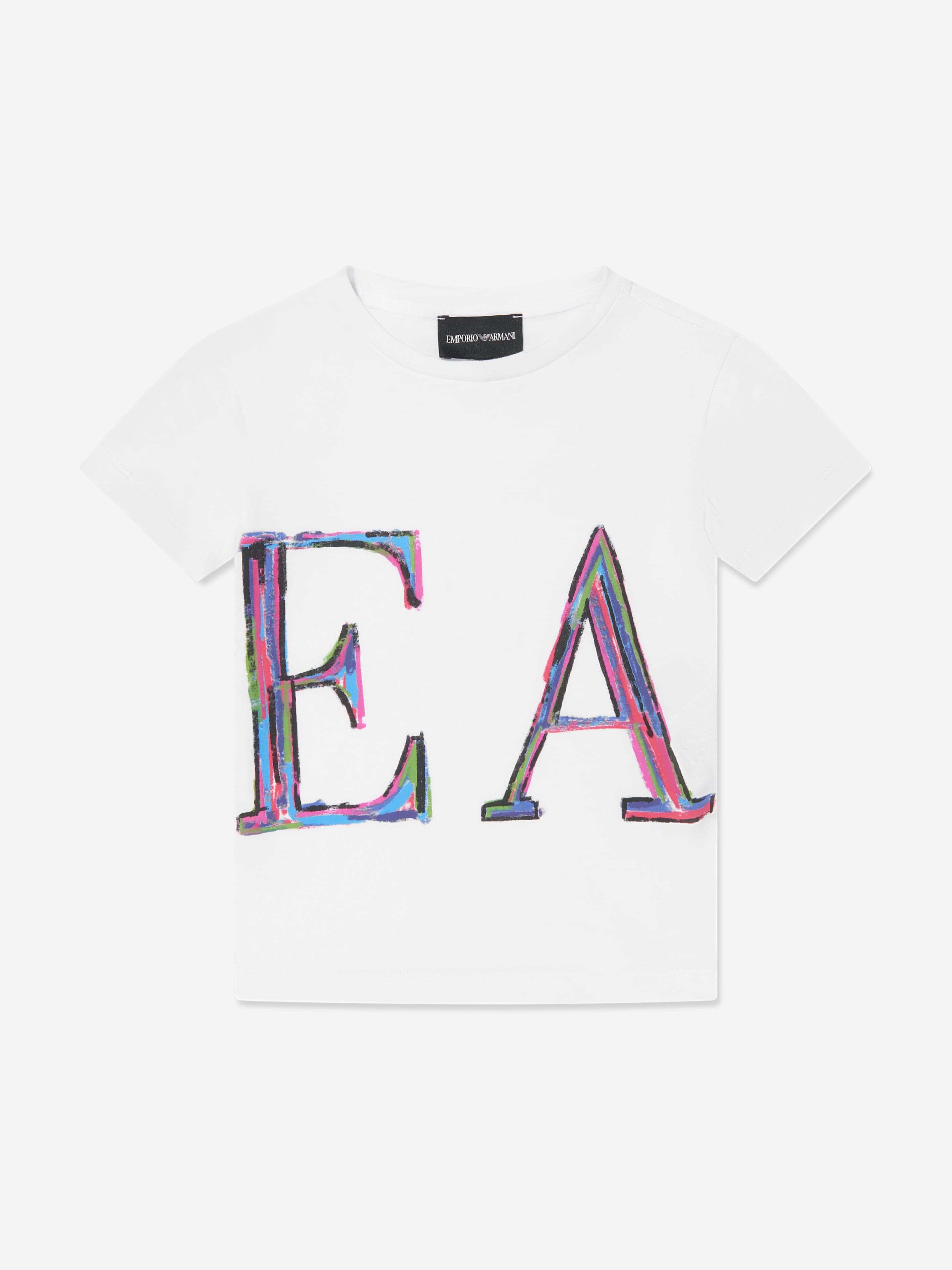 Emporio Armani Girls Large Logo T-Shirt In White