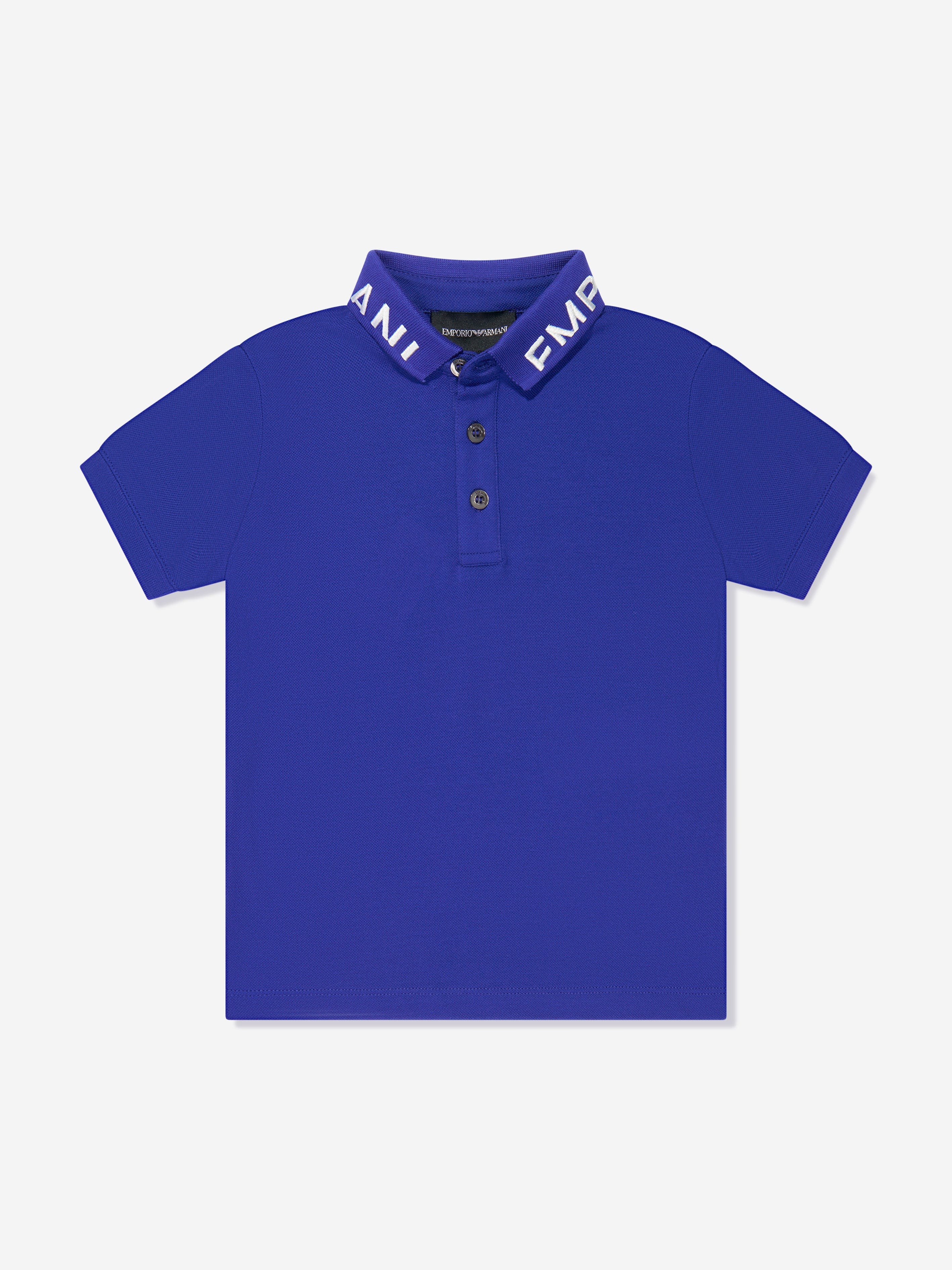 Emporio Armani Boys Logo Collar Polo Shirt In Blue