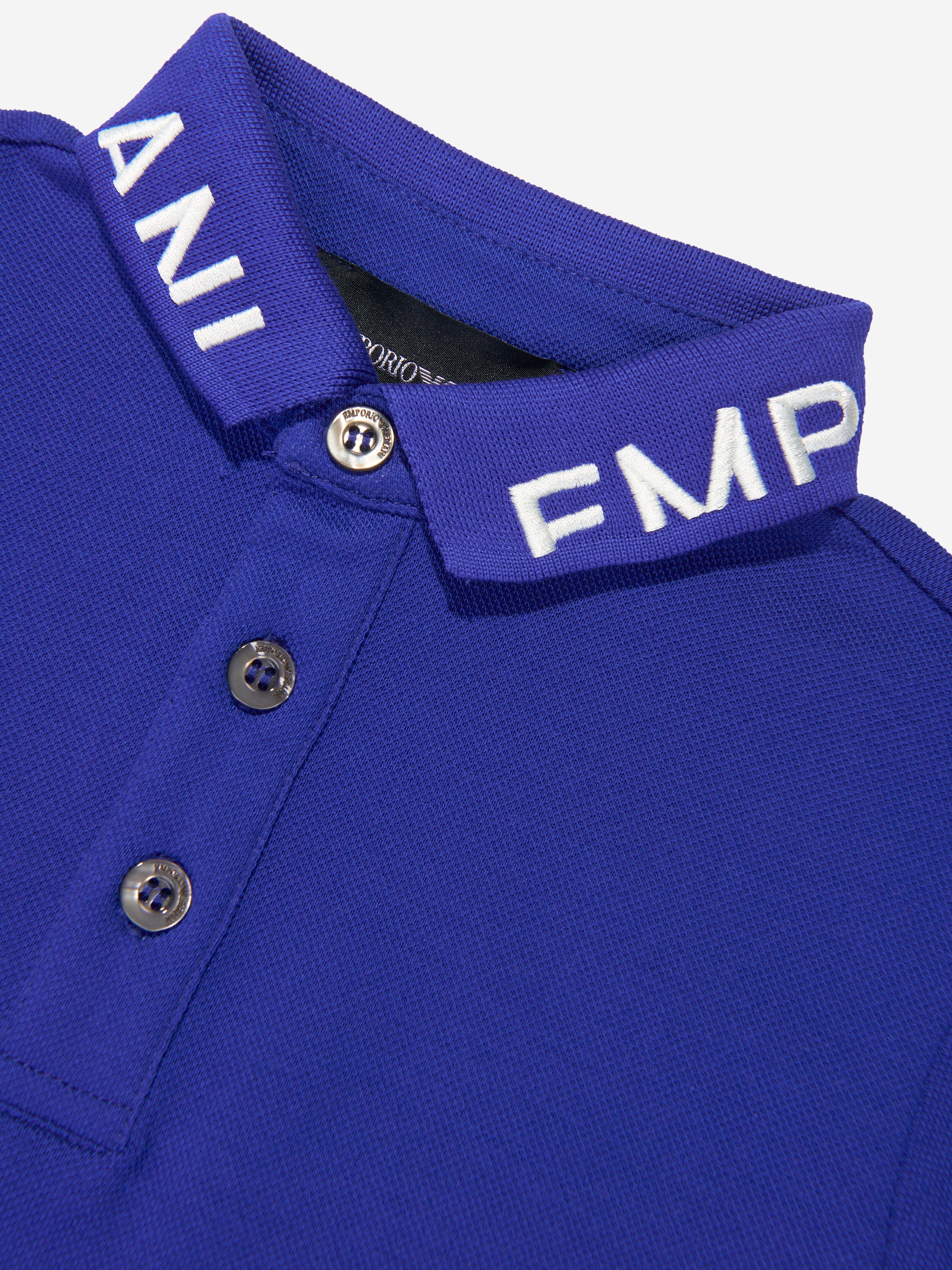 Emporio Armani Boys Logo Collar Polo Shirt In Blue