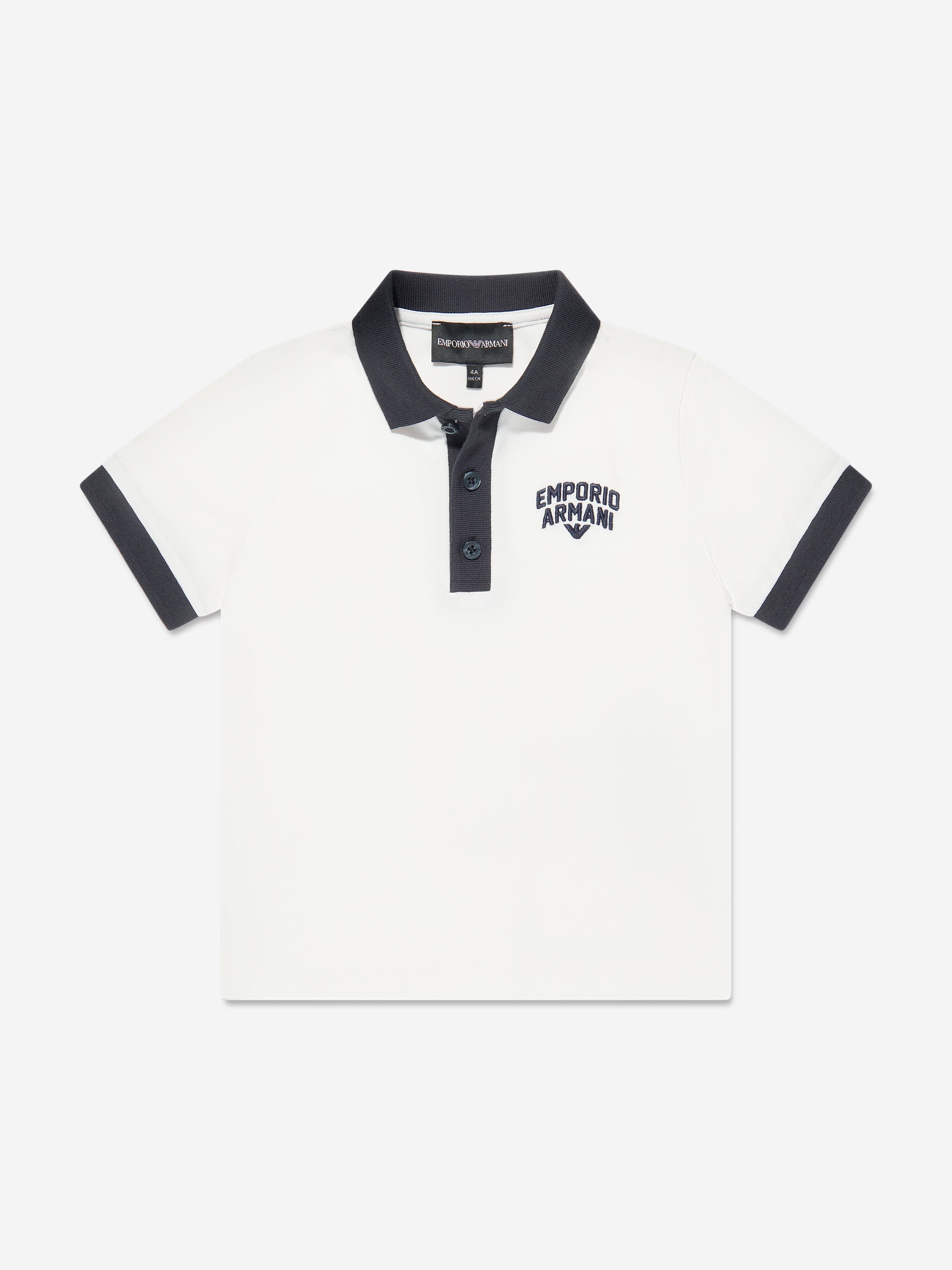 Emporio Armani Boys Logo Polo Shirt In White