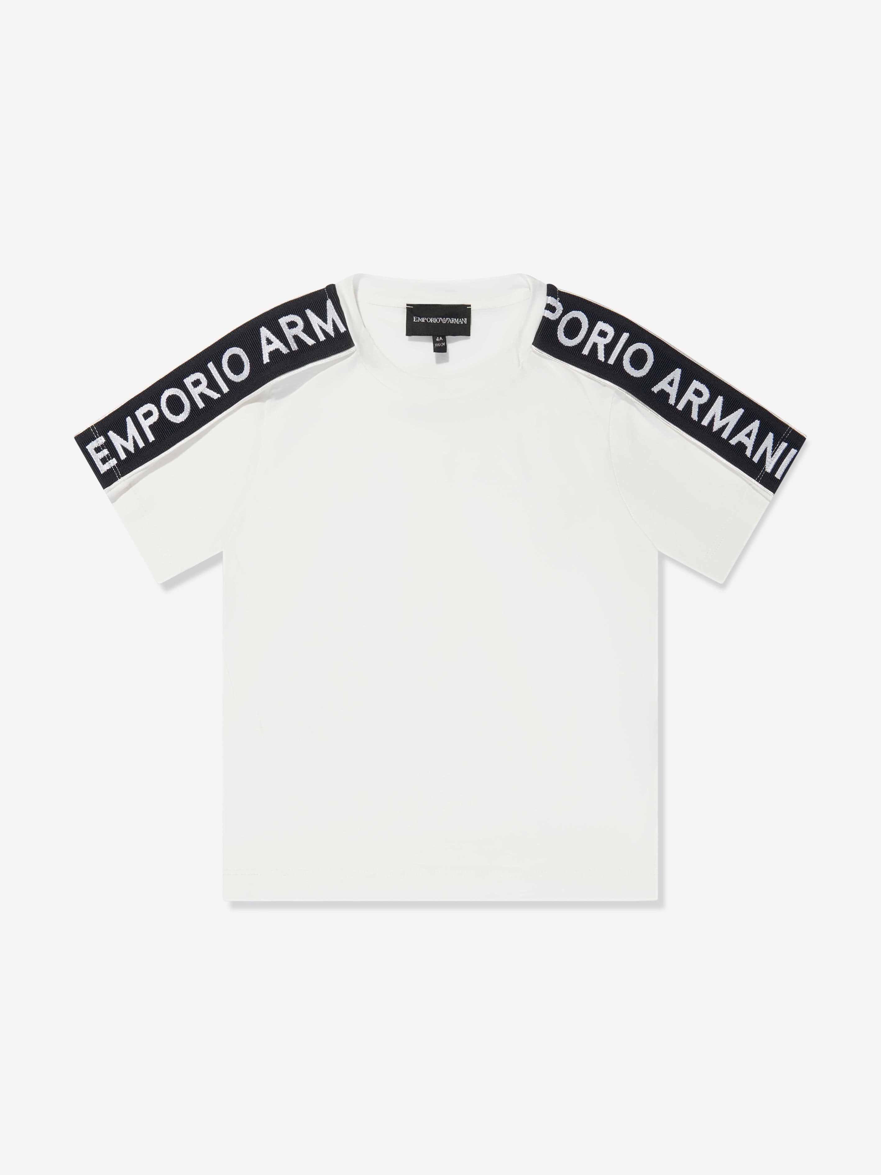 Emporio Armani Boys Logo Tape T-Shirt In White