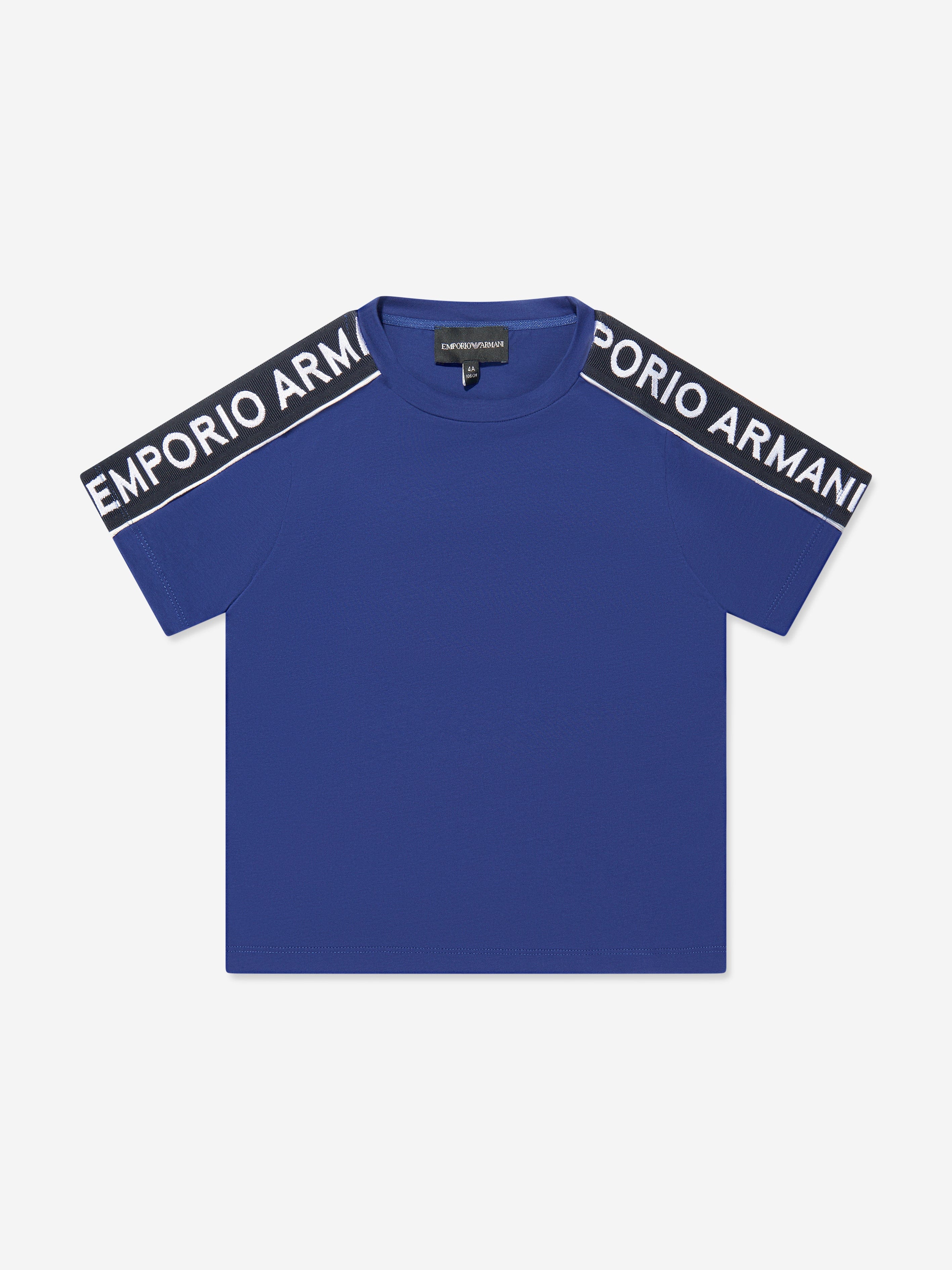 Emporio Armani Boys Logo Tape T-Shirt In Blue