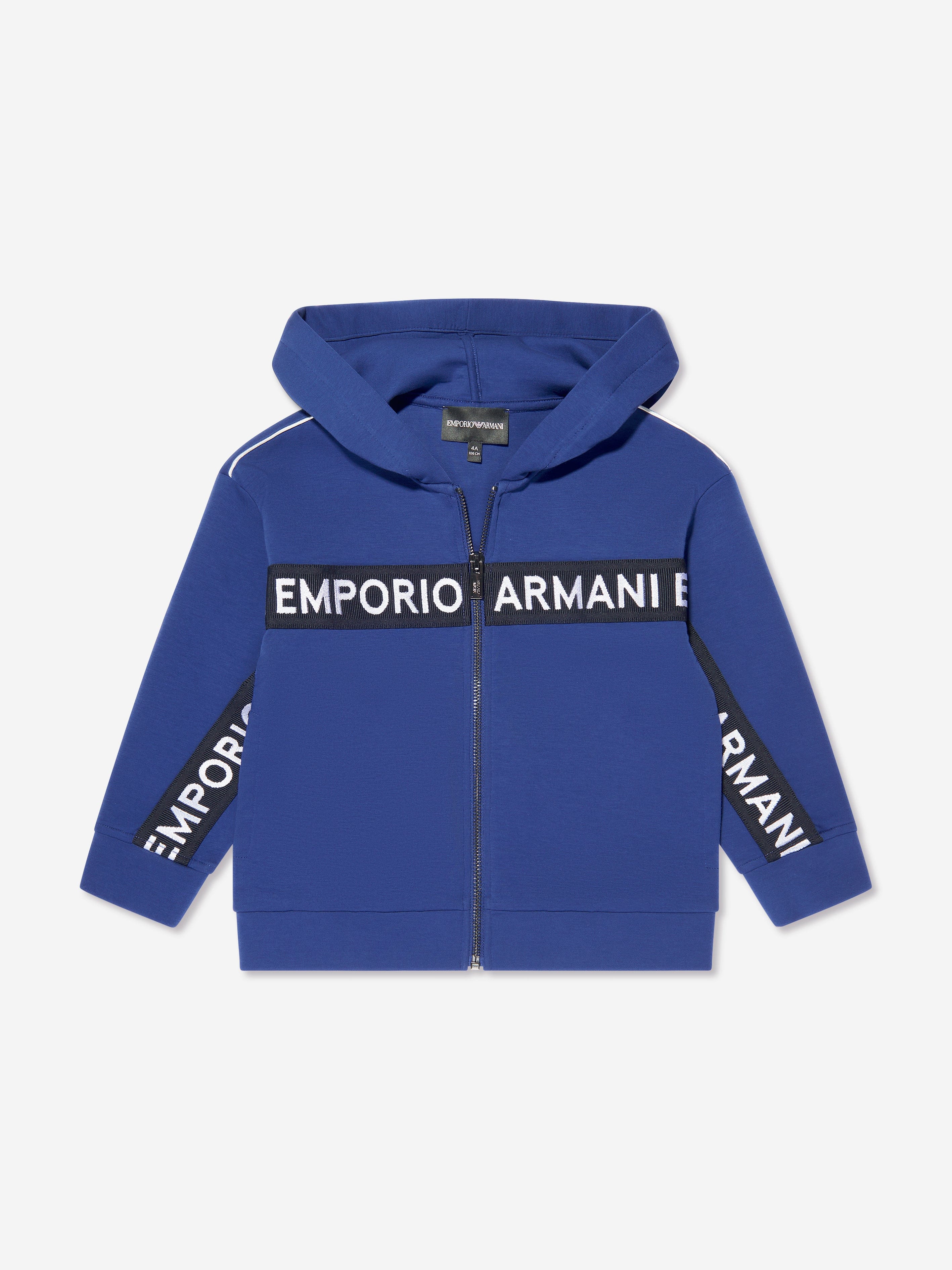 Emporio Armani Boys Logo Tape Tracksuit In Blue