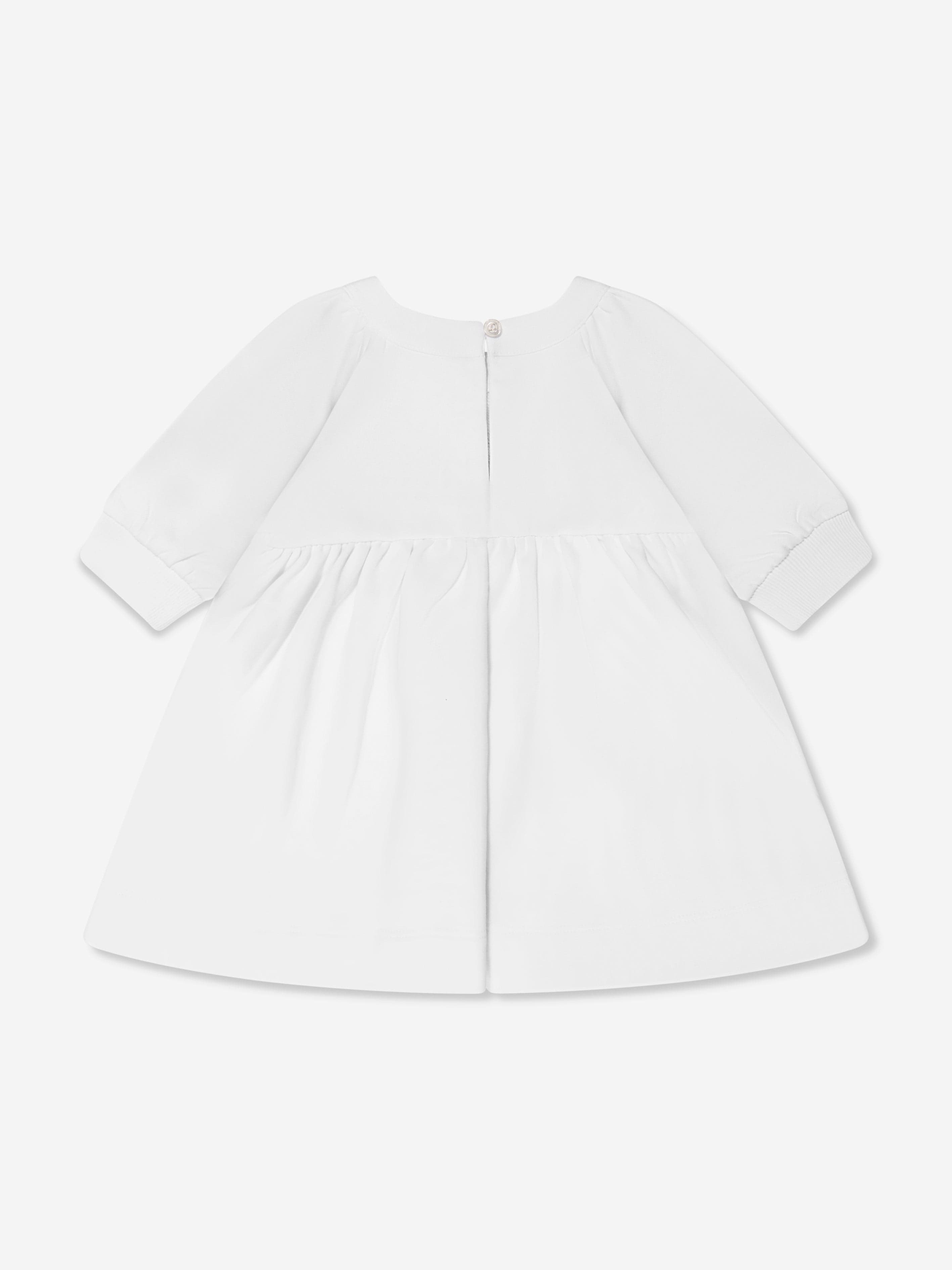 Emporio Armani Baby Girls Eagle Diamante Sweater Dress In White