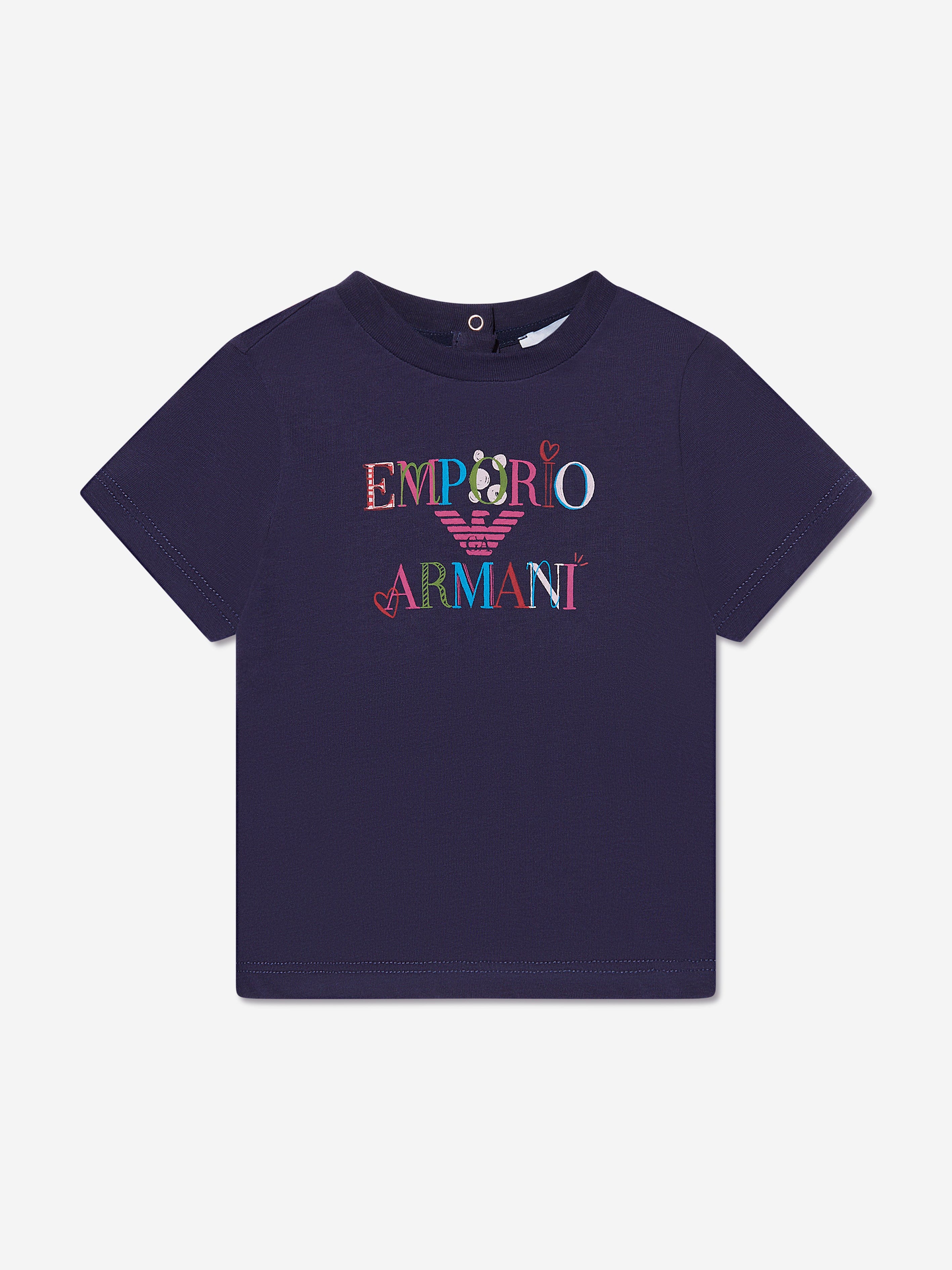 Emporio Armani Baby Girls Logo T-Shirt In Navy