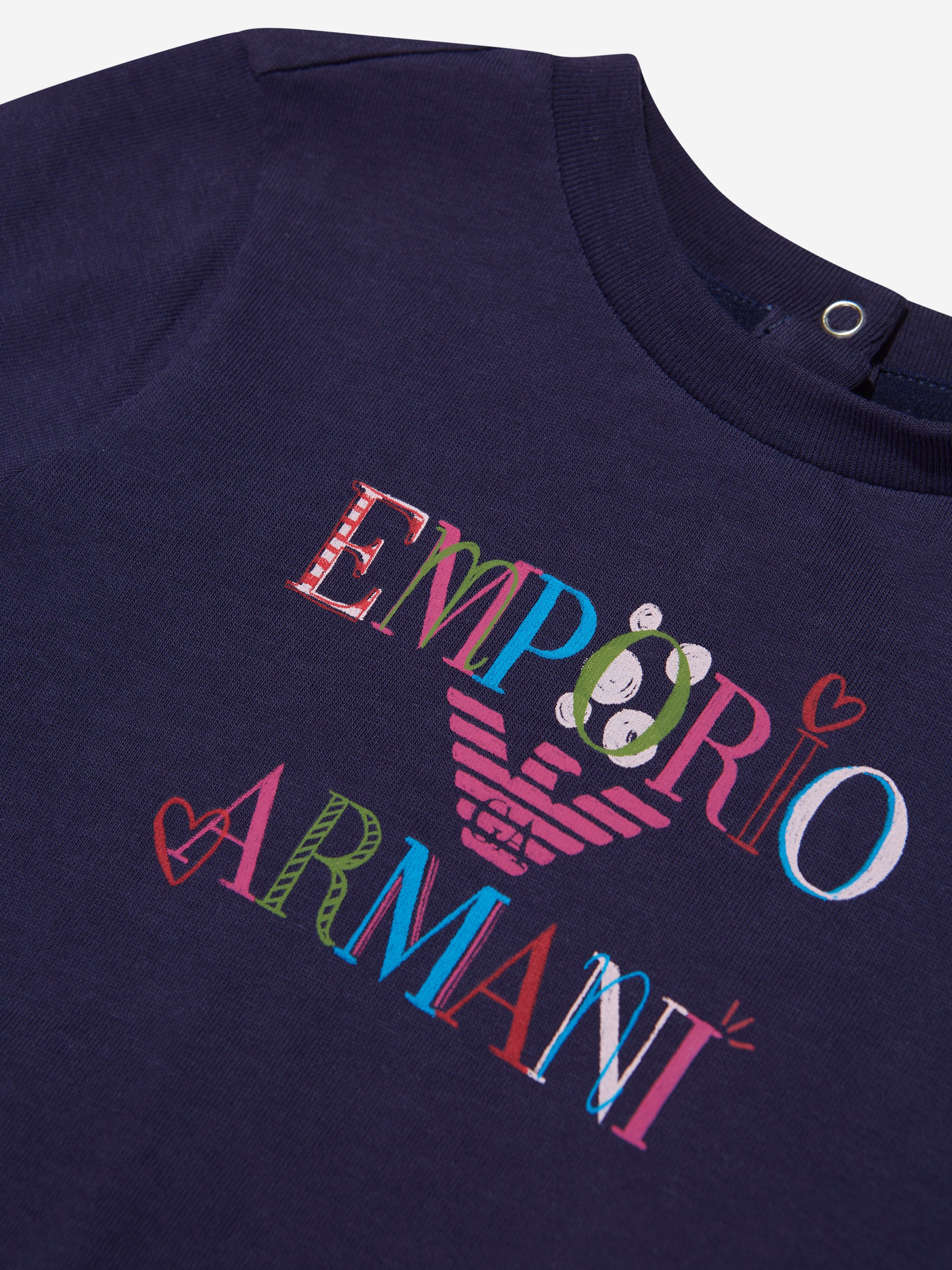 Emporio Armani Baby Girls Logo T-Shirt In Navy