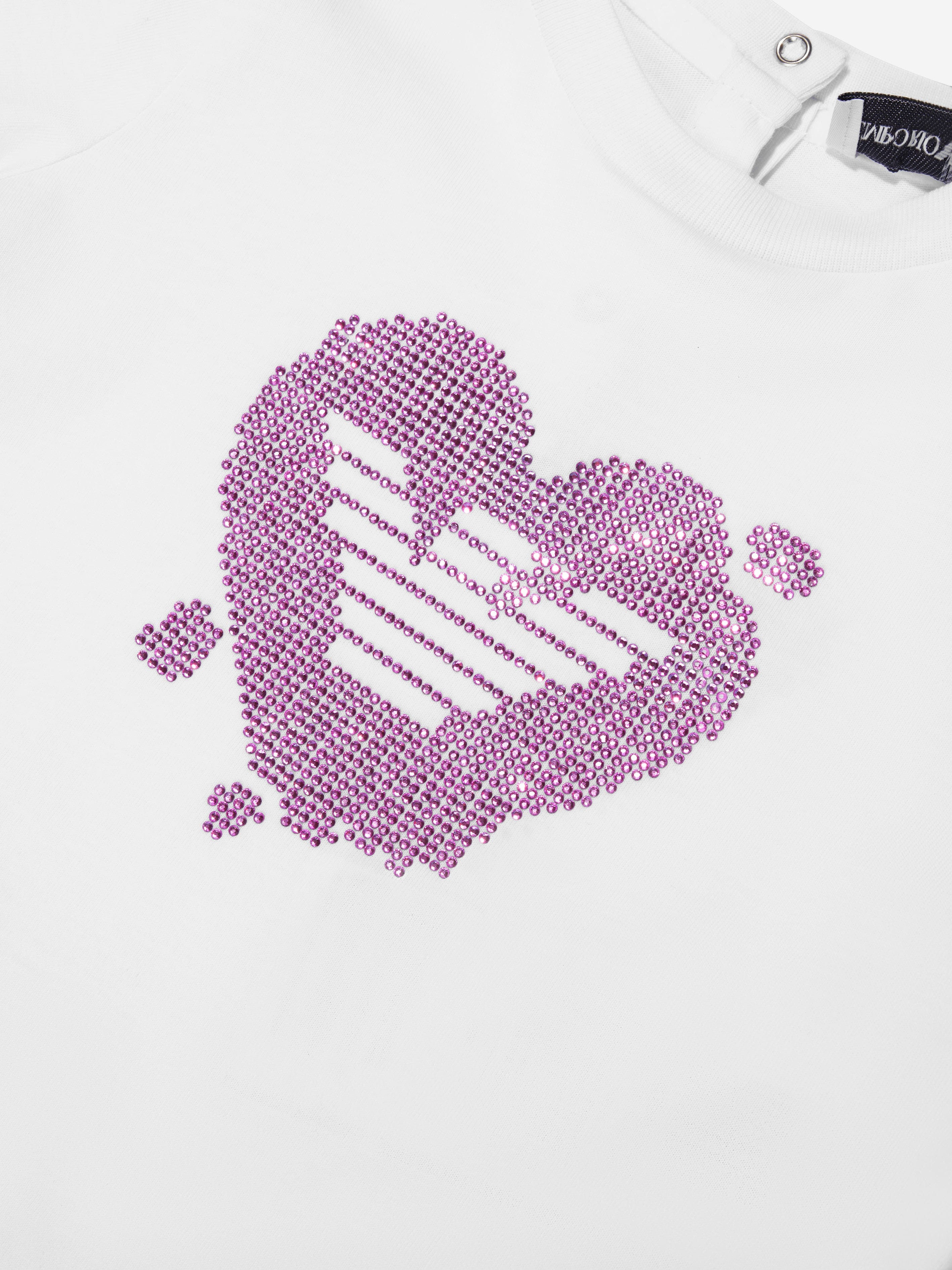 Emporio Armani Baby Girls Diamante Heart T-Shirt In White