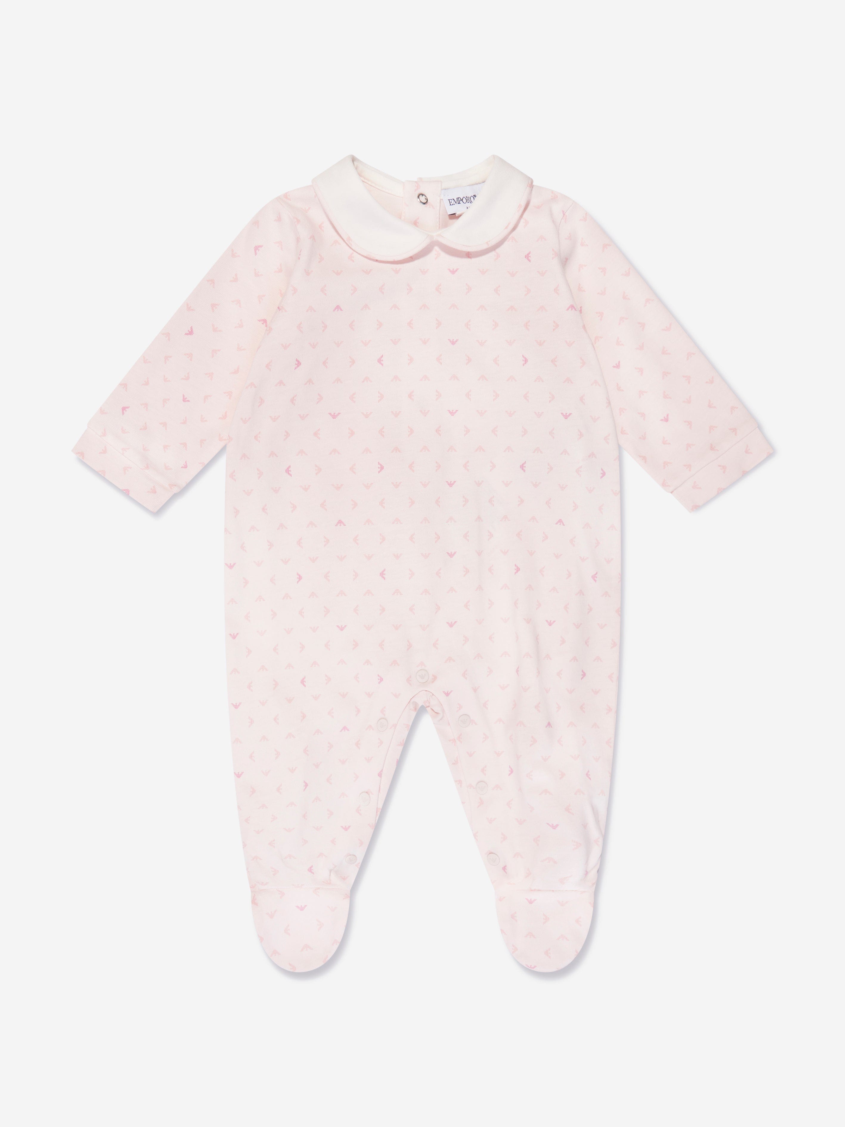 Emporio Armani Baby Girls Logo Babygrow In Pink