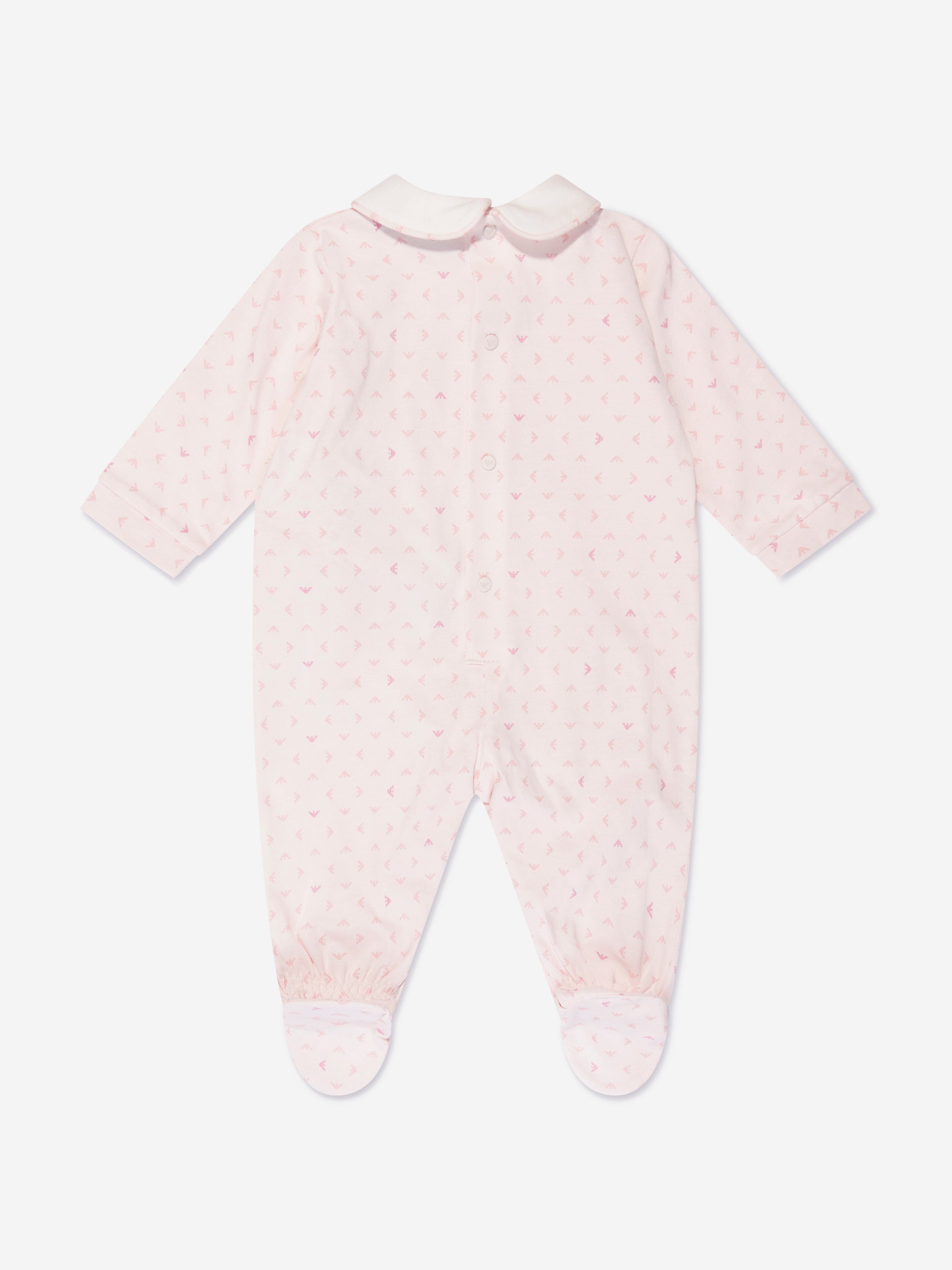 Emporio Armani Baby Girls Logo Babygrow In Pink