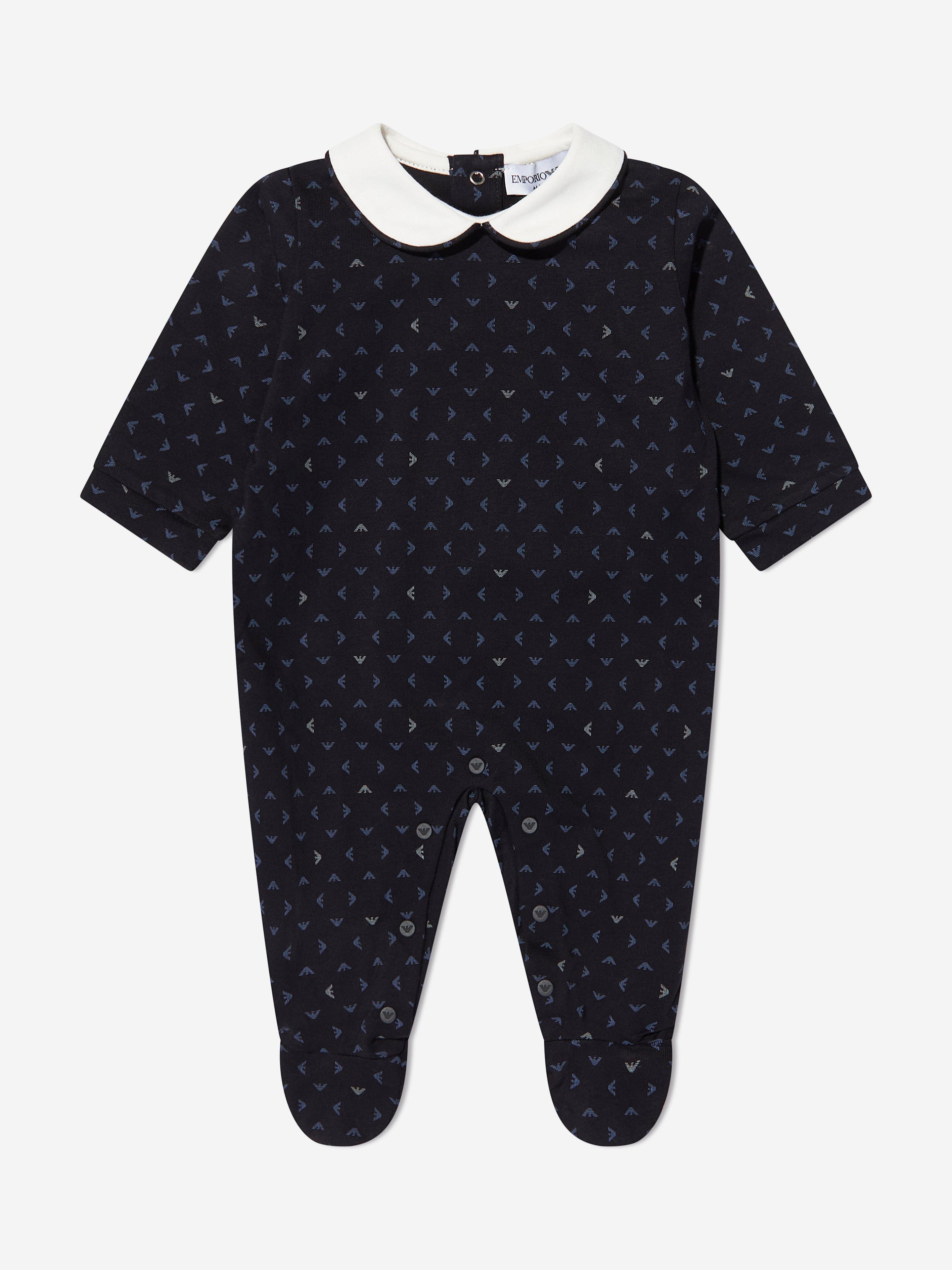 Emporio Armani Baby Boys Logo Babygrow In Navy