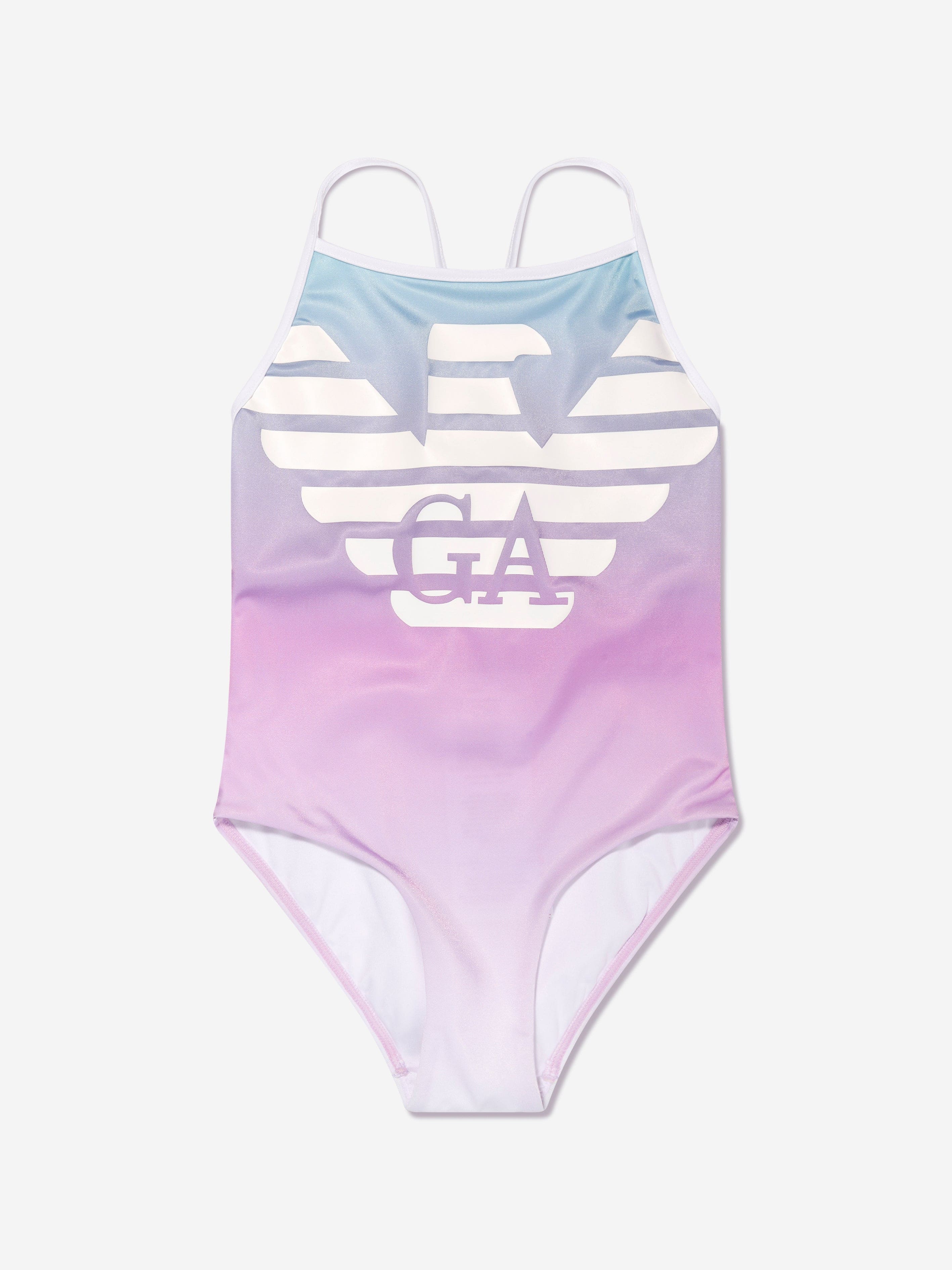 Emporio Armani Girls Logo Swimsuit In Pink