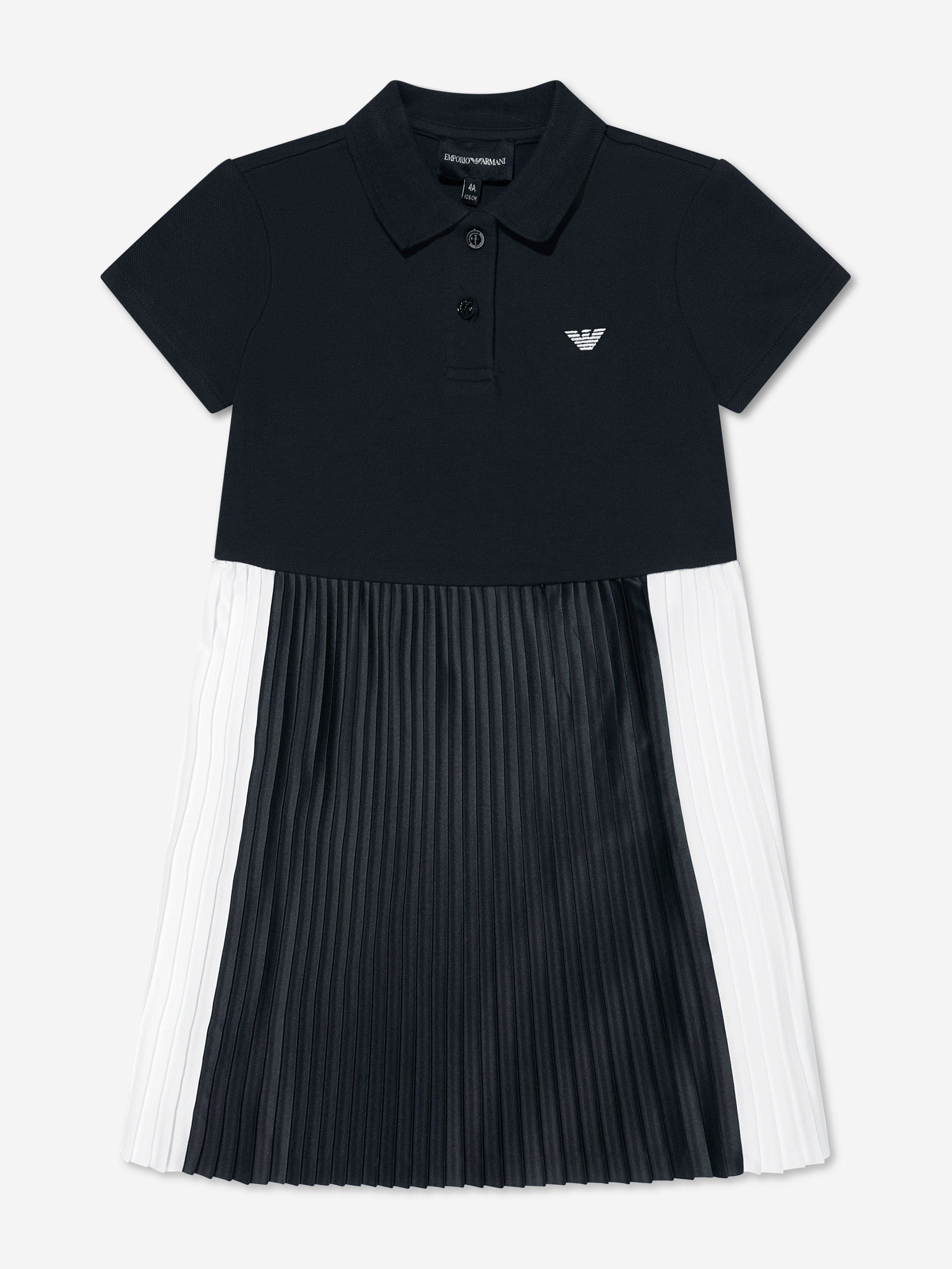 Emporio Armani Girls Pleated Dress In Navy