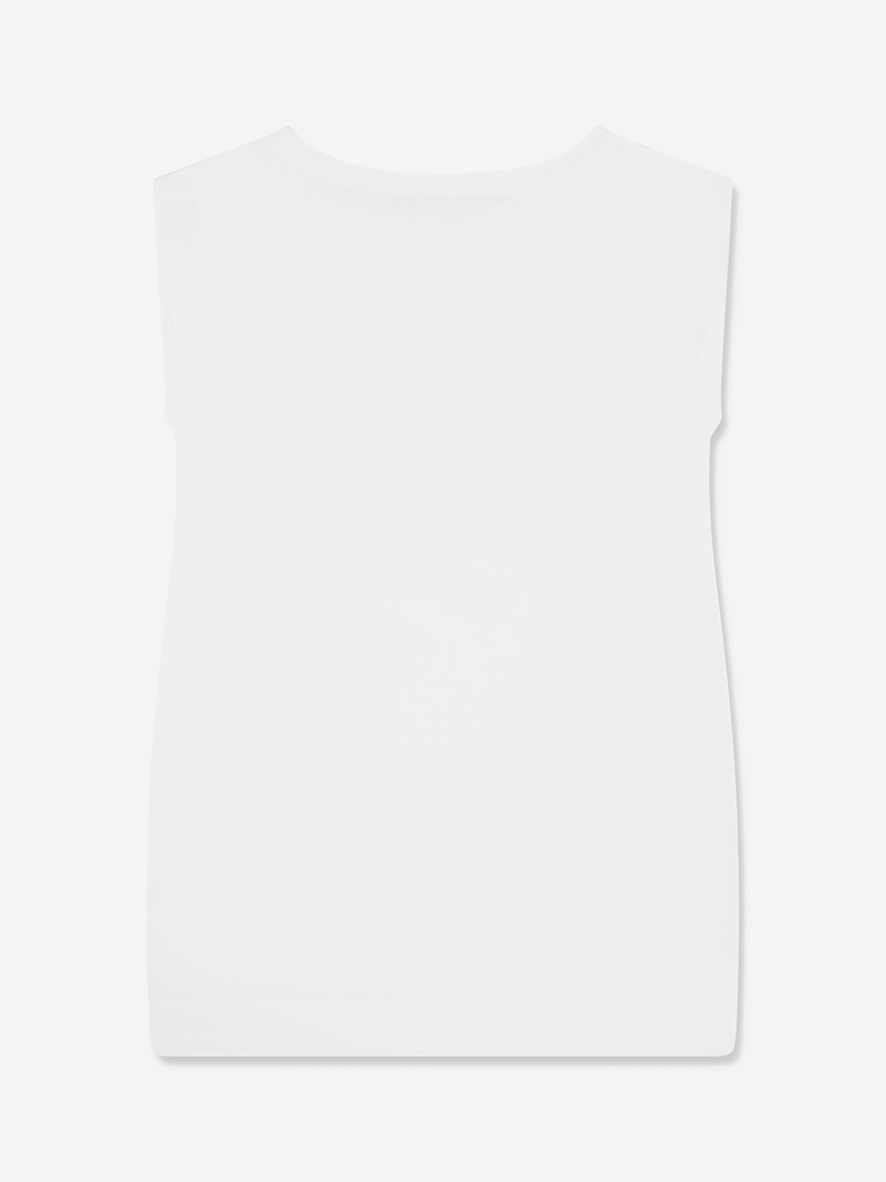 Emporio Armani Girls Sleeveless Logo Dress In White