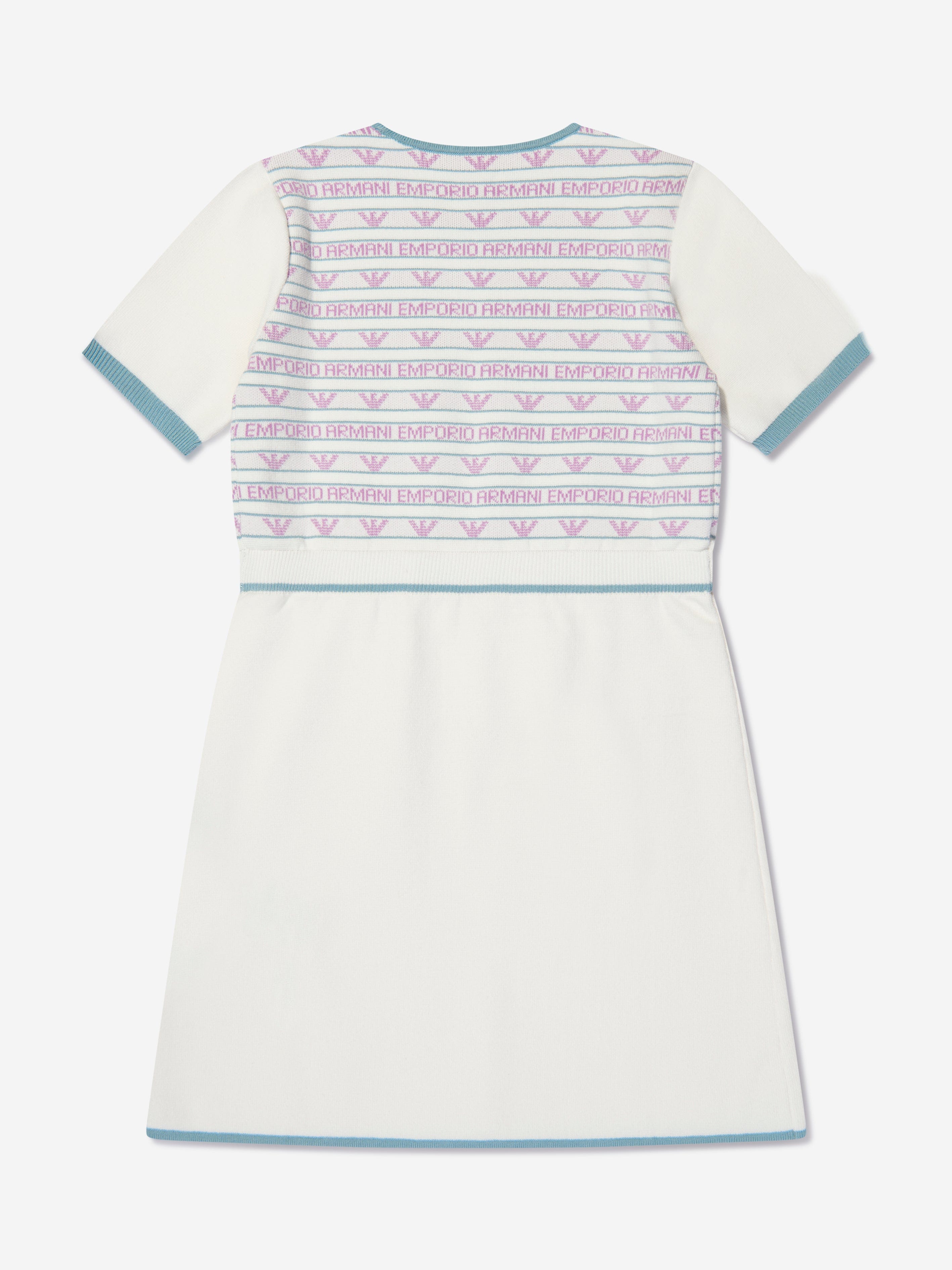 Emporio Armani Girls Short Sleeve Logo Dress In White