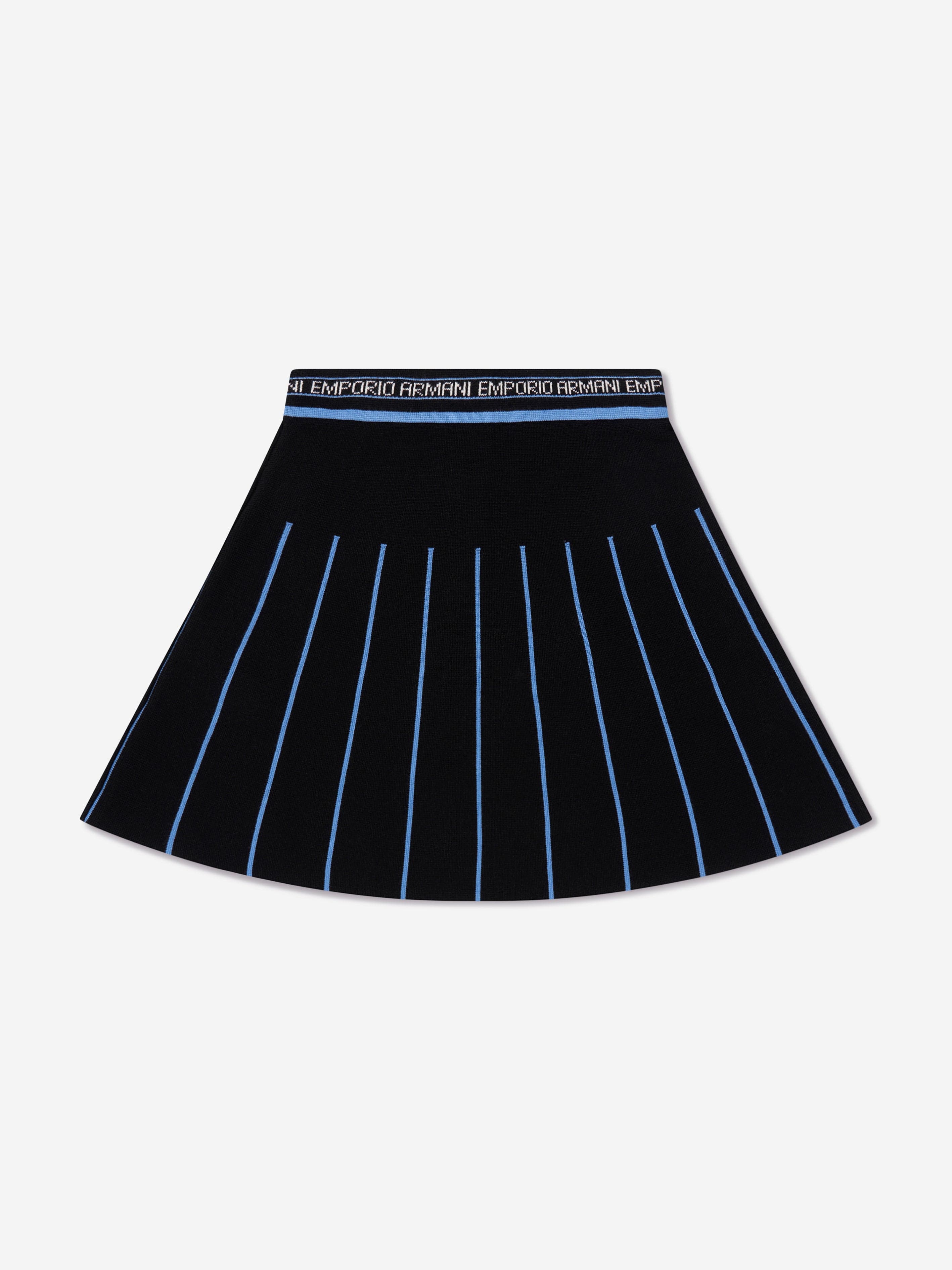 Emporio Armani Girls Pleated Skirt In Navy