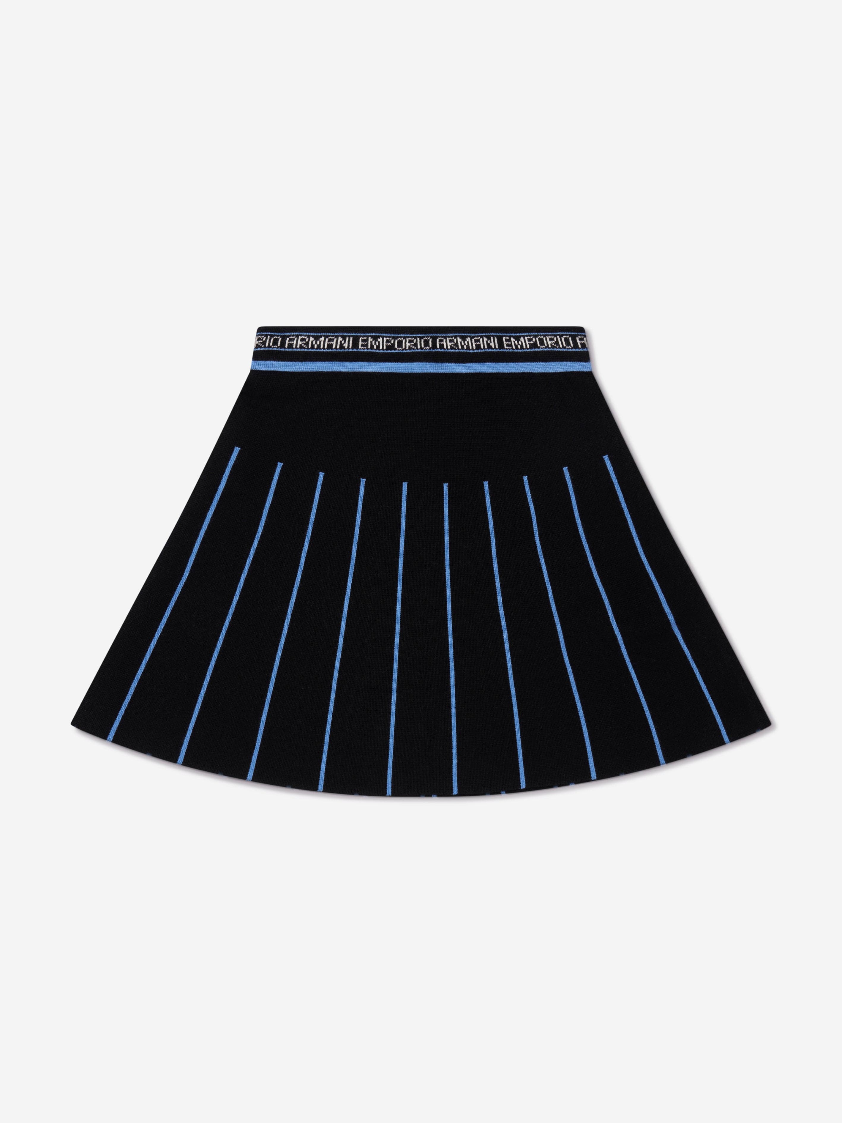 Emporio Armani Girls Pleated Skirt In Navy