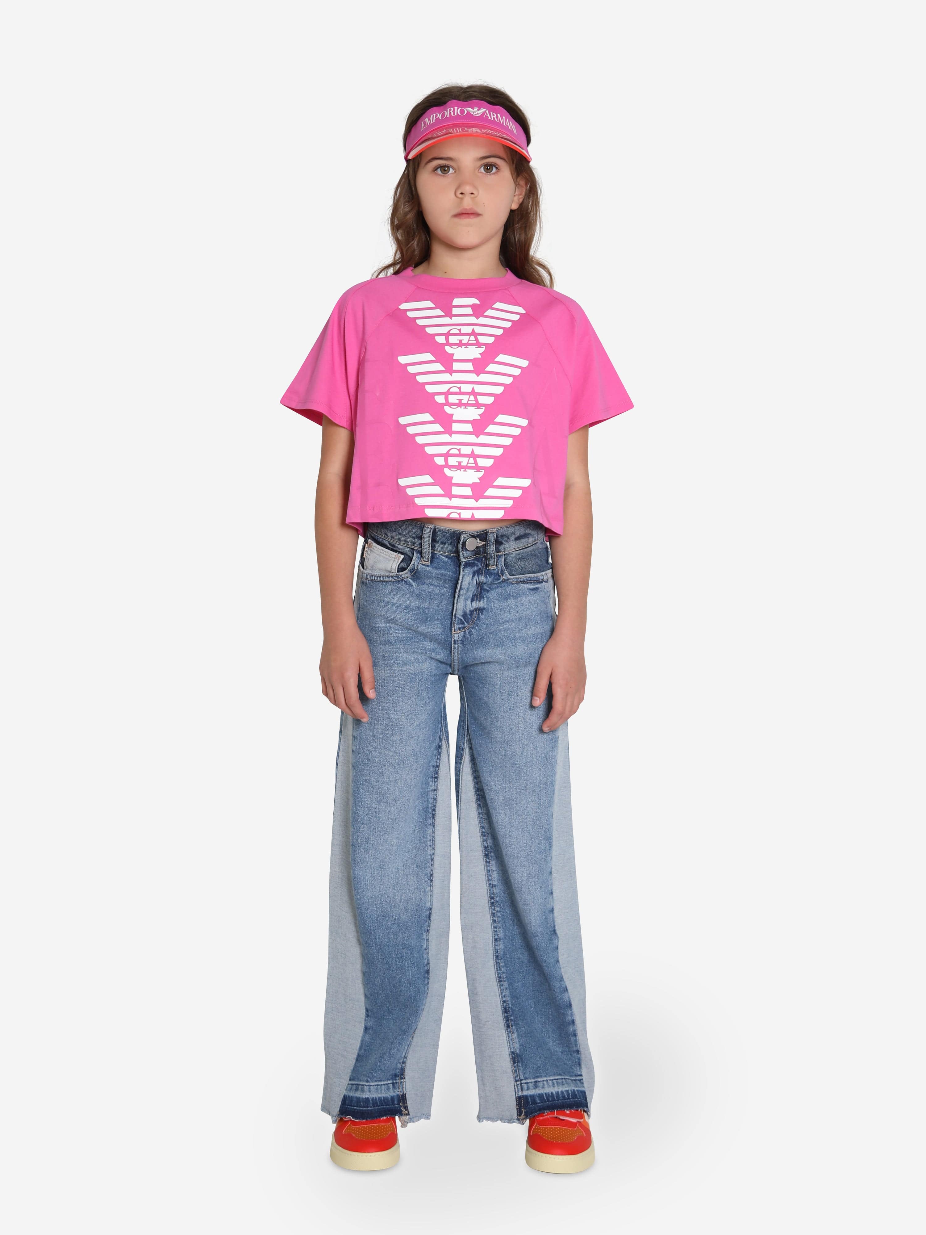 Emporio Armani Girls Logo T-Shirt In Pink