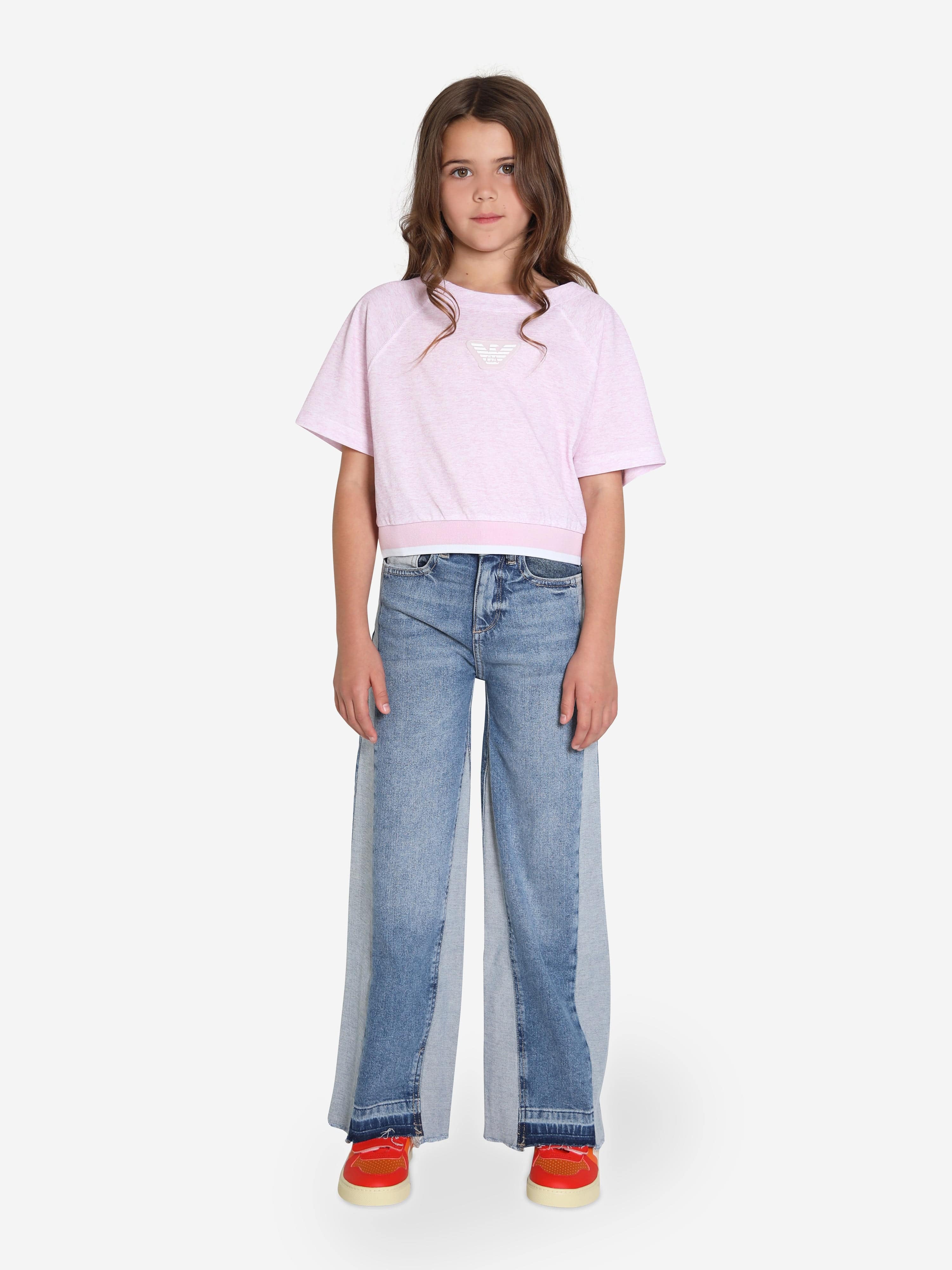 Emporio Armani Girls Logo T-Shirt In Pink