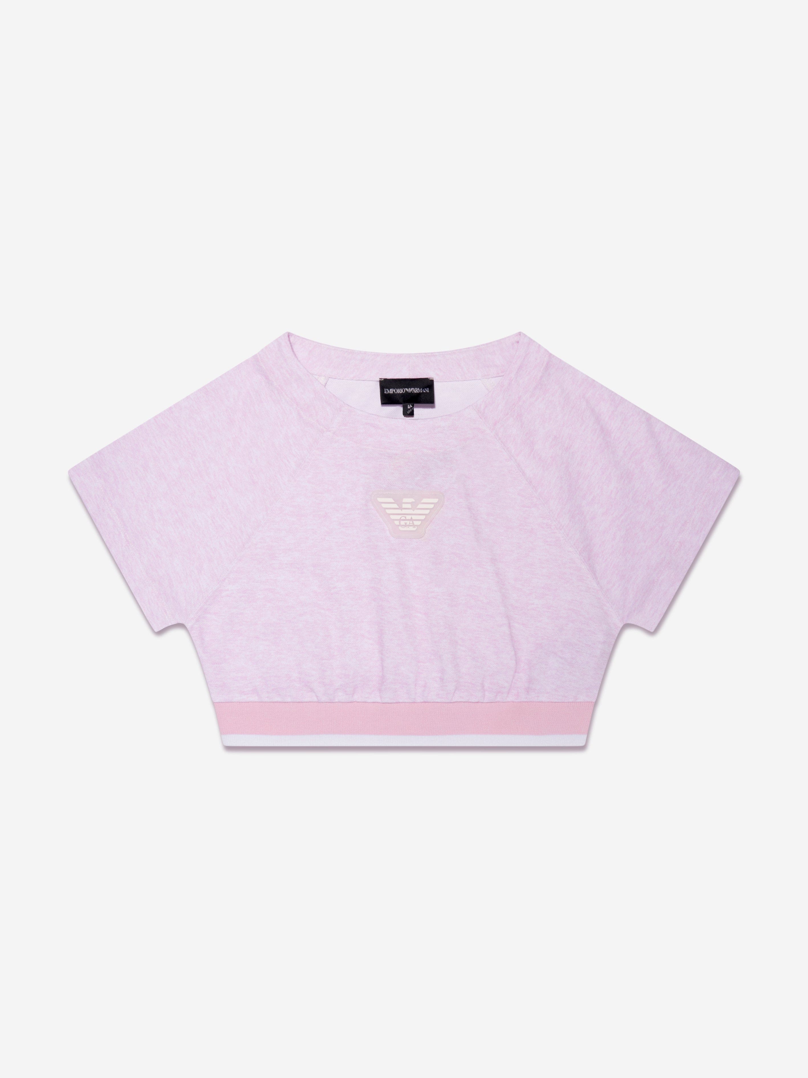 Emporio Armani Girls Logo T-Shirt In Pink