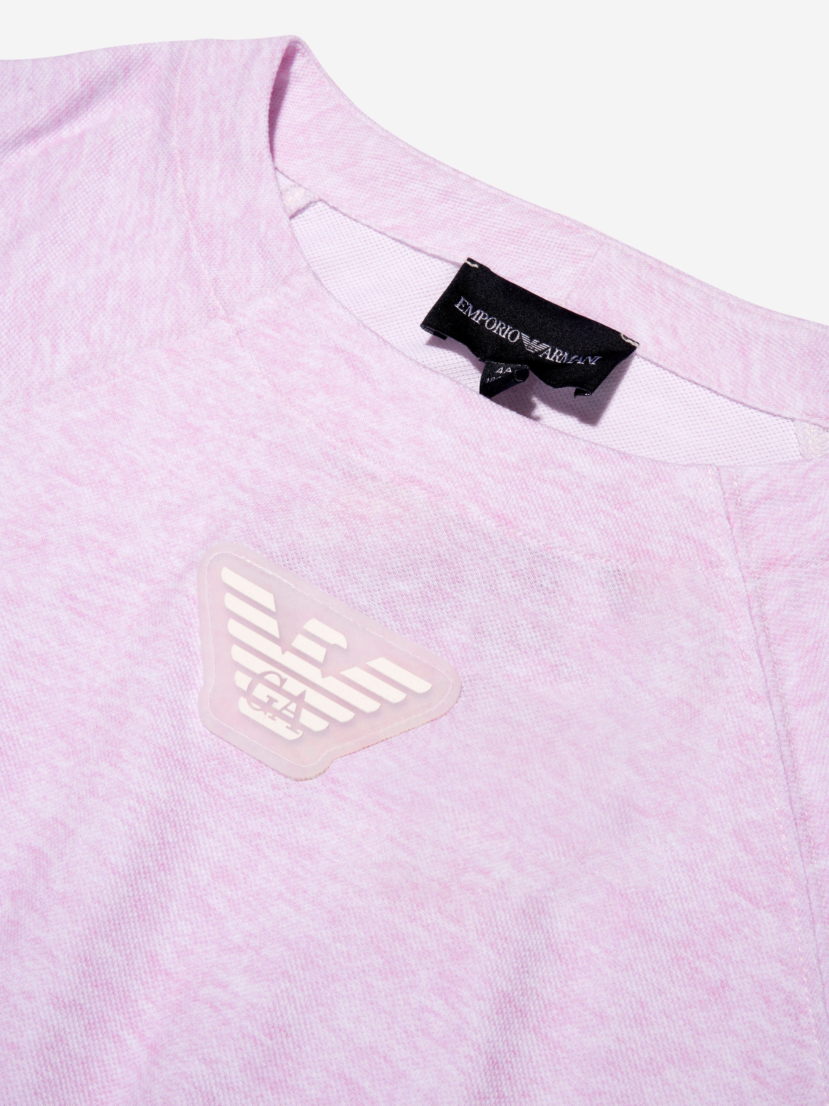 Emporio Armani Girls Logo T-Shirt In Pink