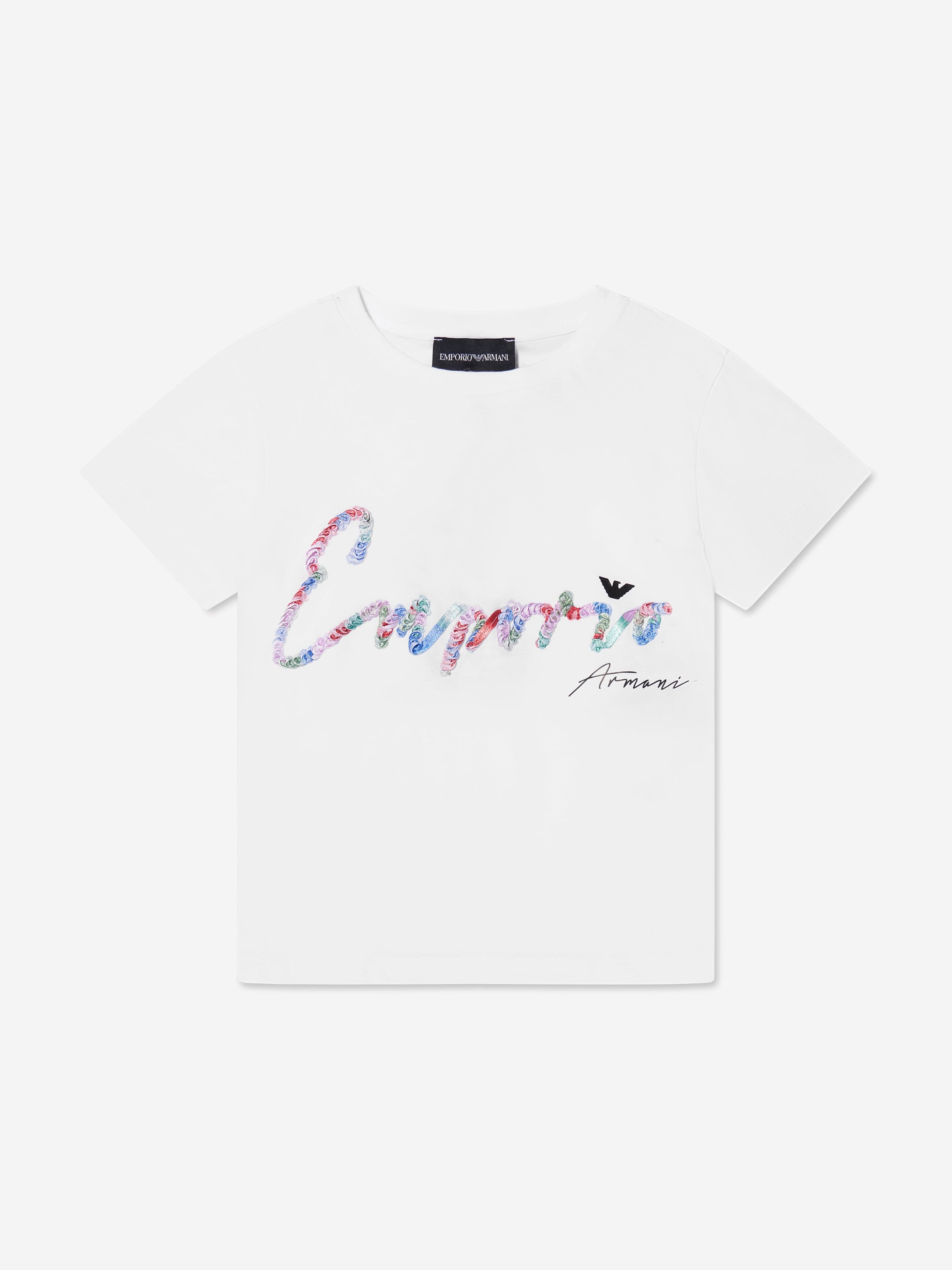 Emporio Armani Girls Logo T-Shirt In White