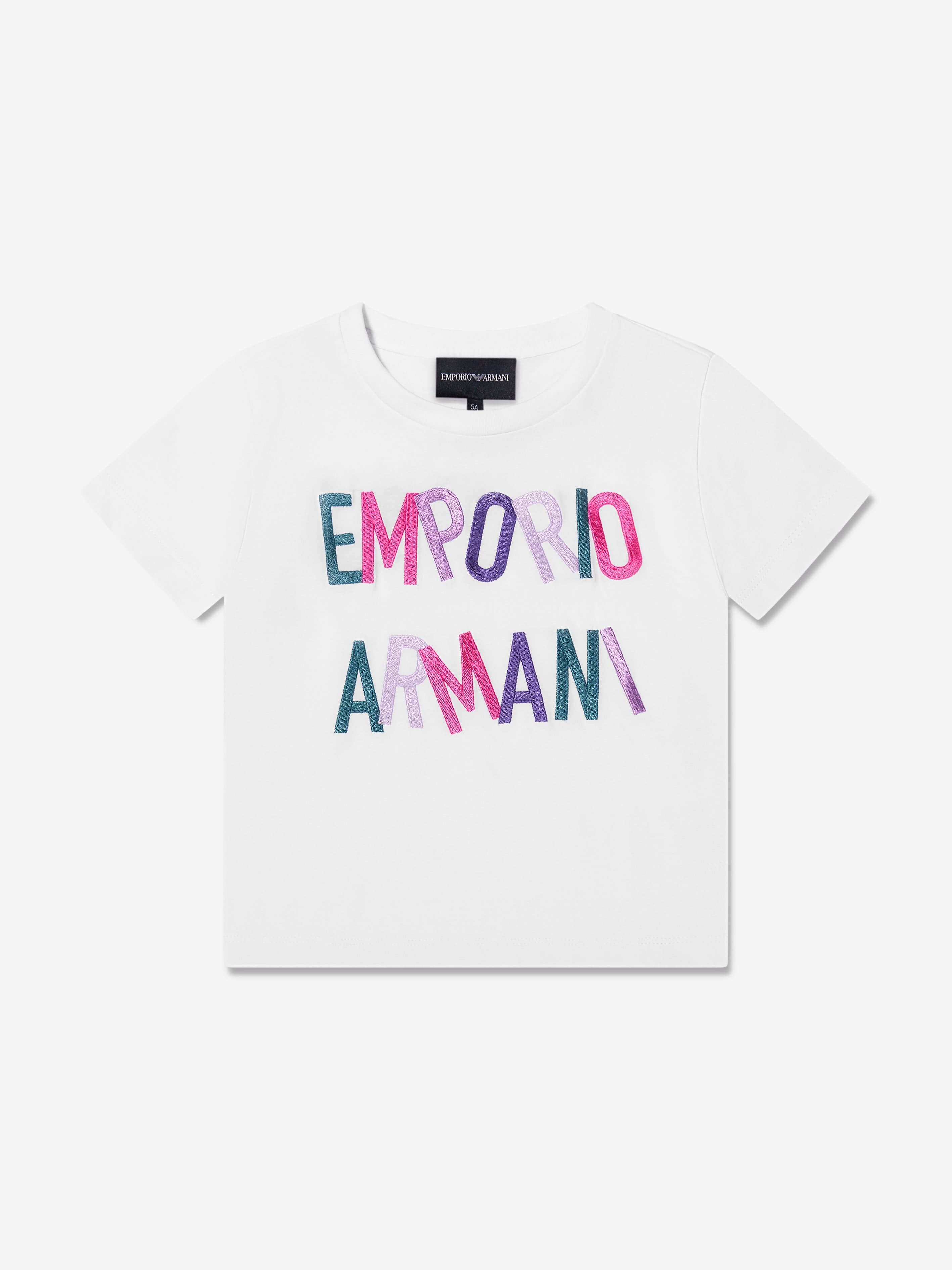 Emporio Armani Girls Logo Print T-Shirt In White