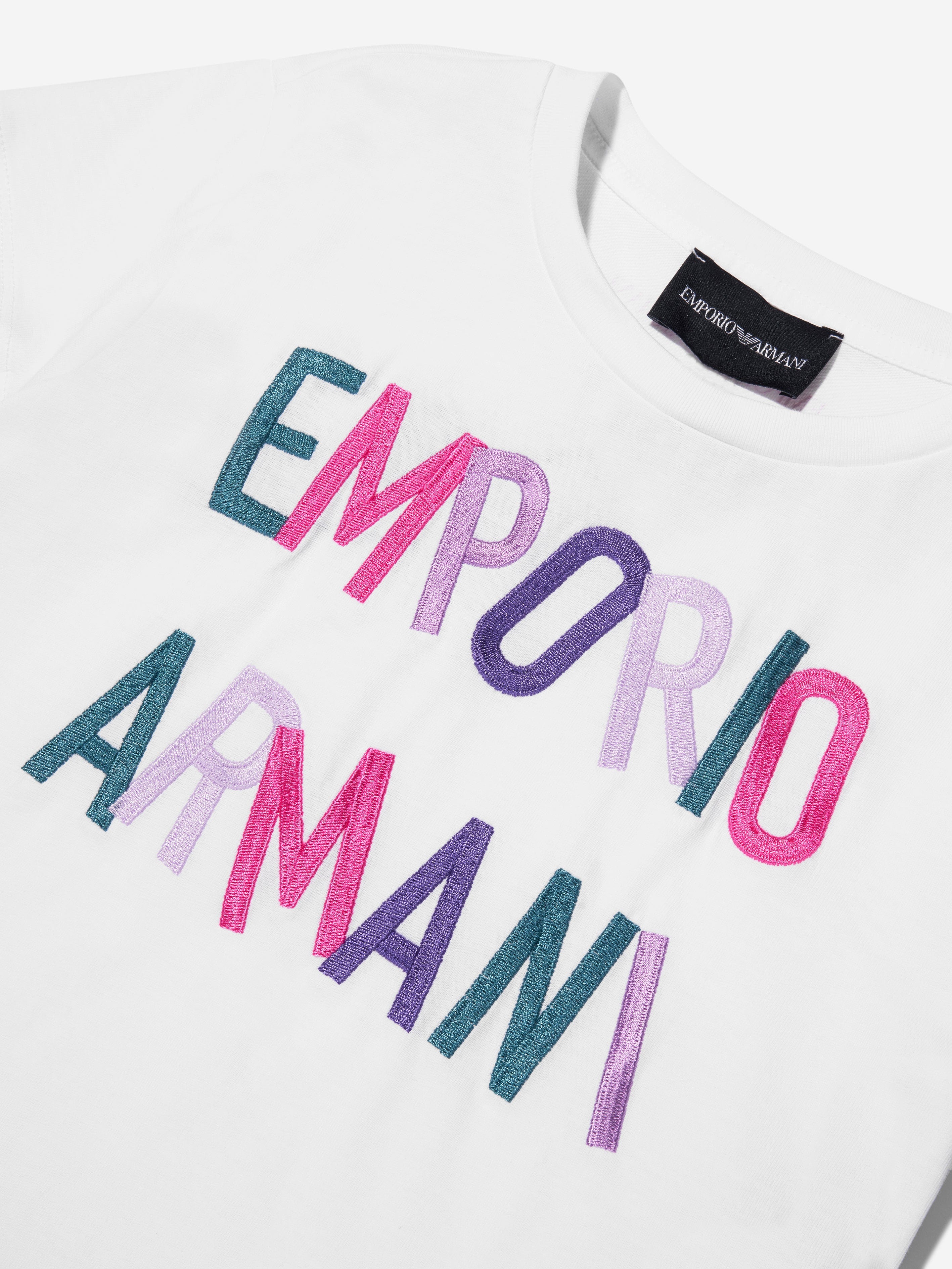 Emporio Armani Girls Logo Print T-Shirt In White