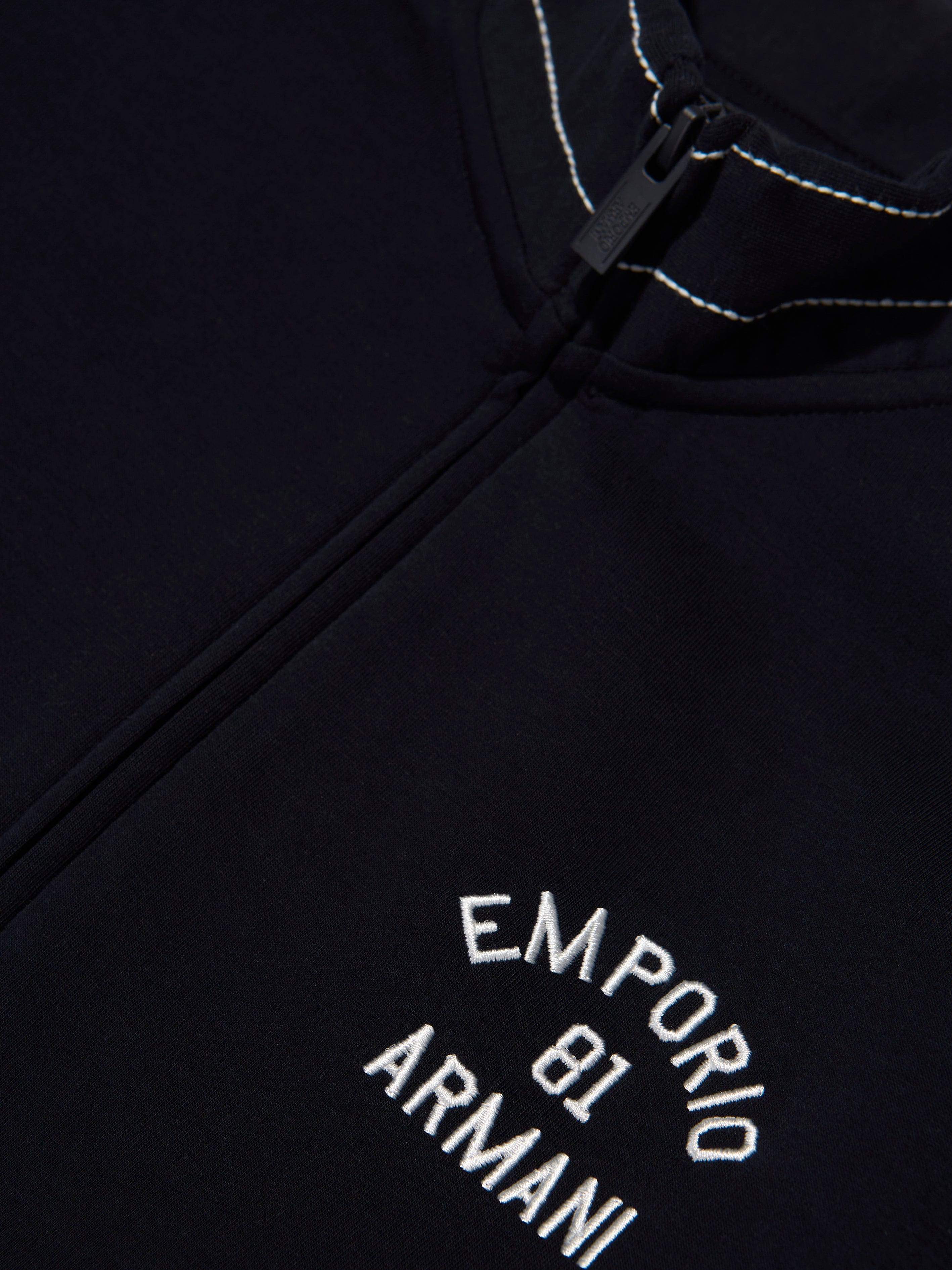 Emporio Armani Boys Zip Up Jacket In Navy