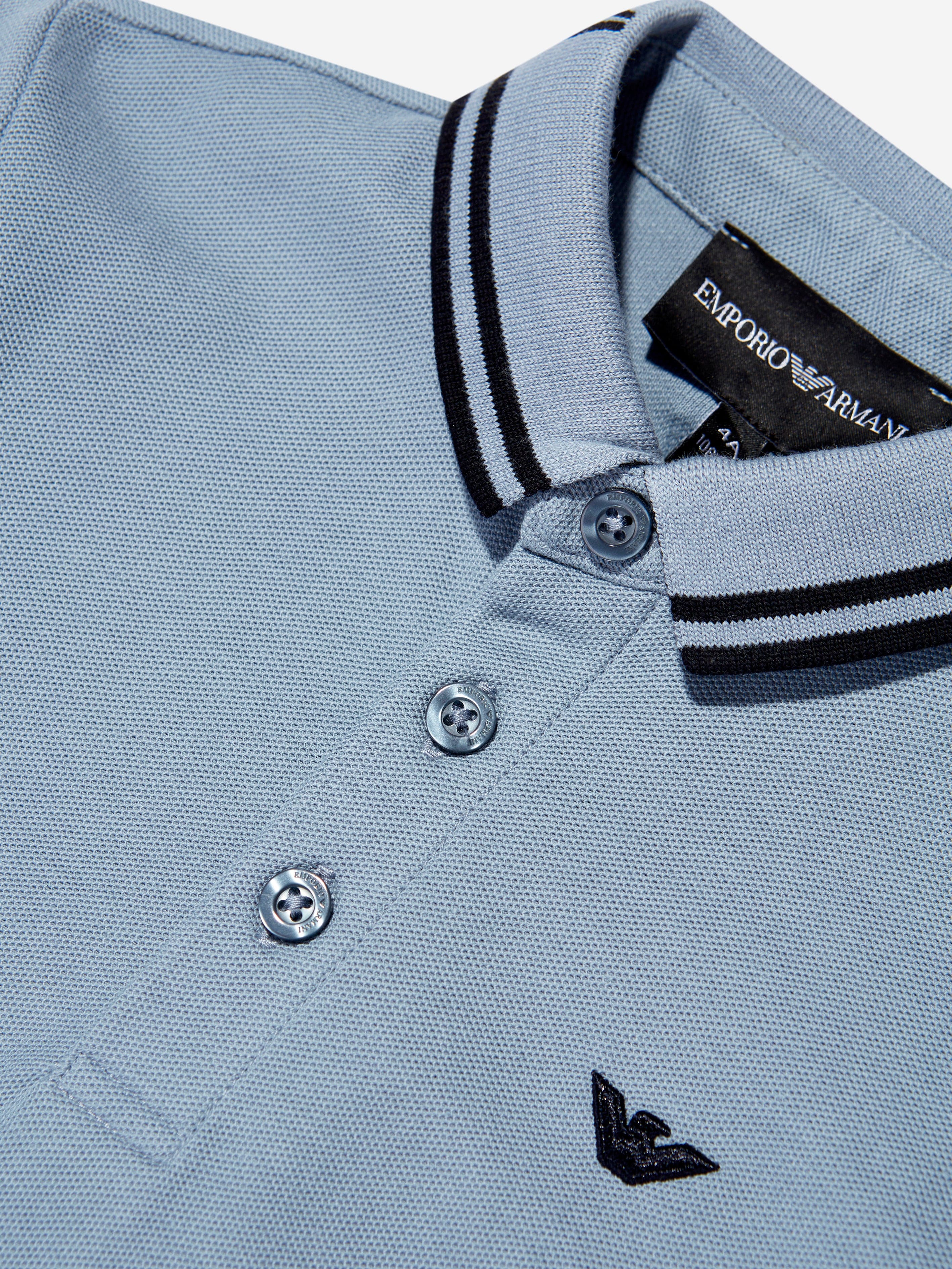 Emporio Armani Boys Logo Polo Shirt In Blue