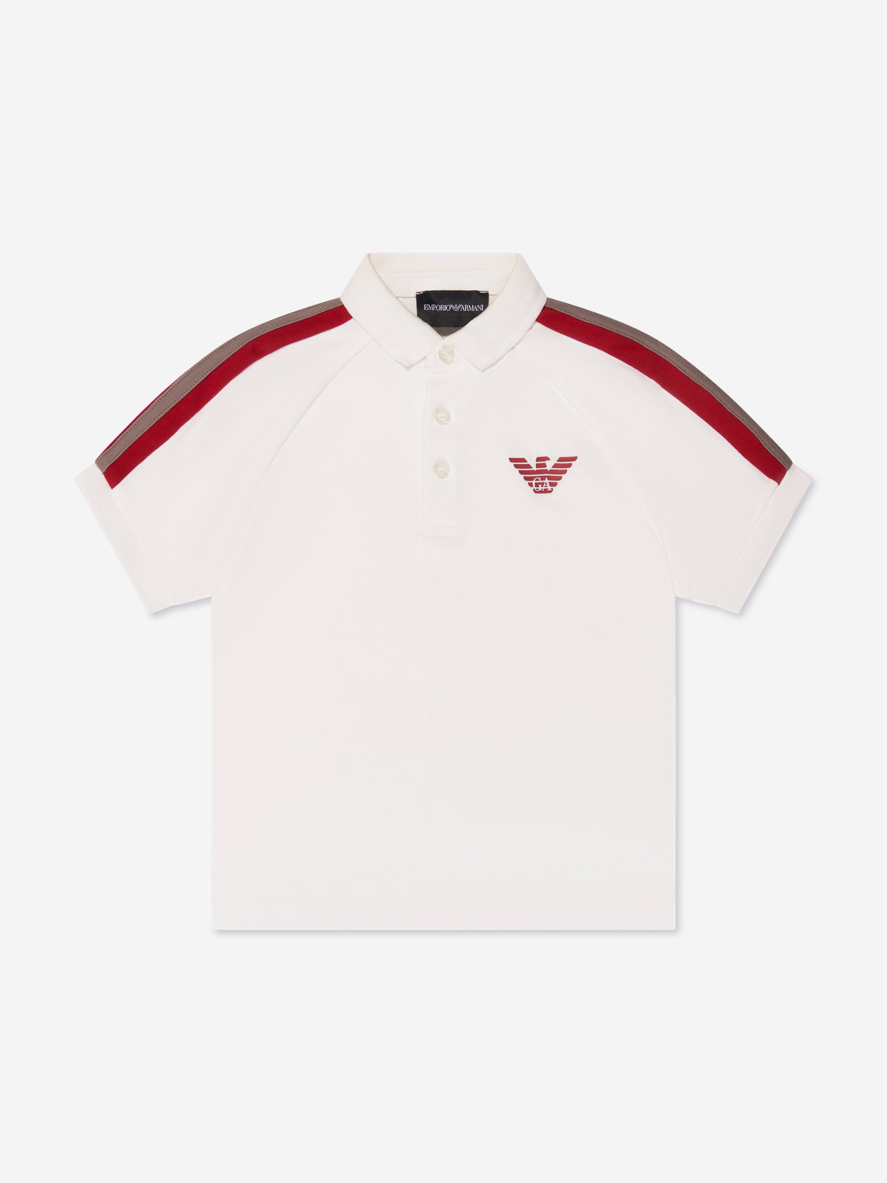 Emporio Armani Boys Logo Polo Shirt In White