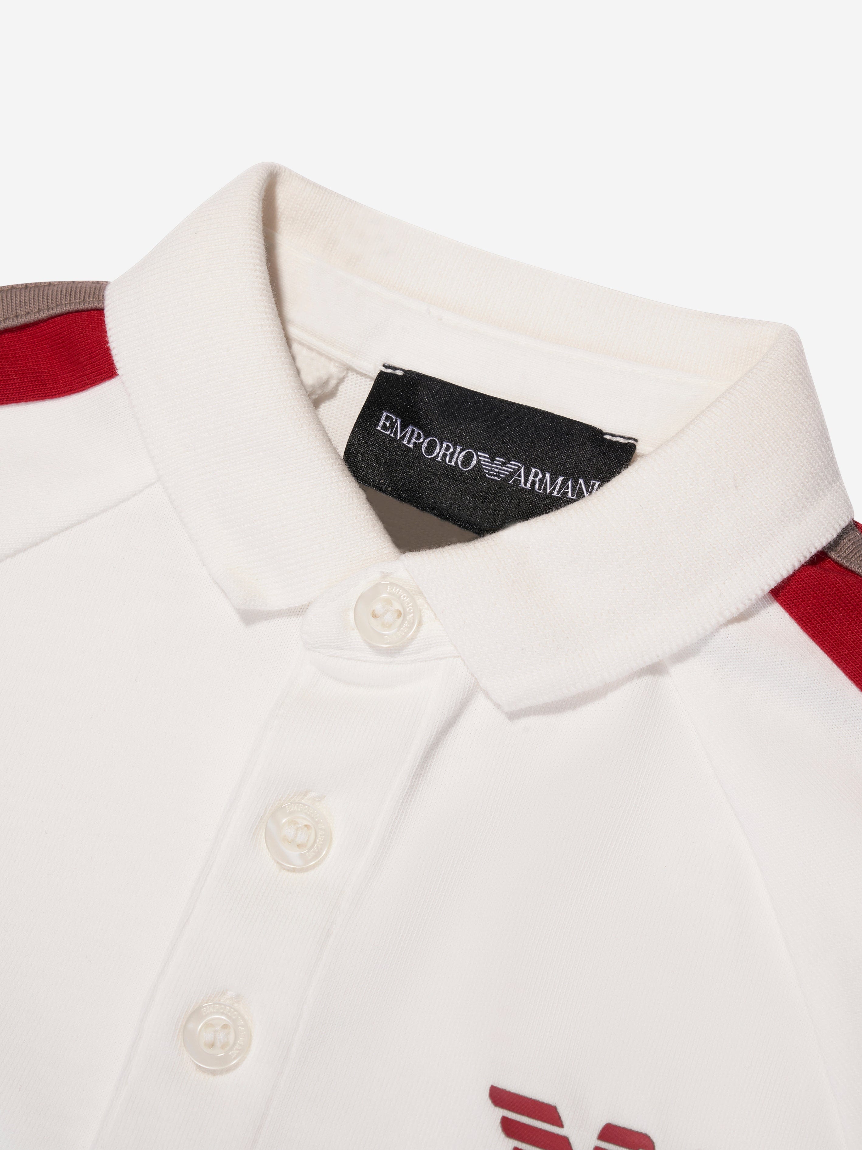 Emporio Armani Boys Logo Polo Shirt In White