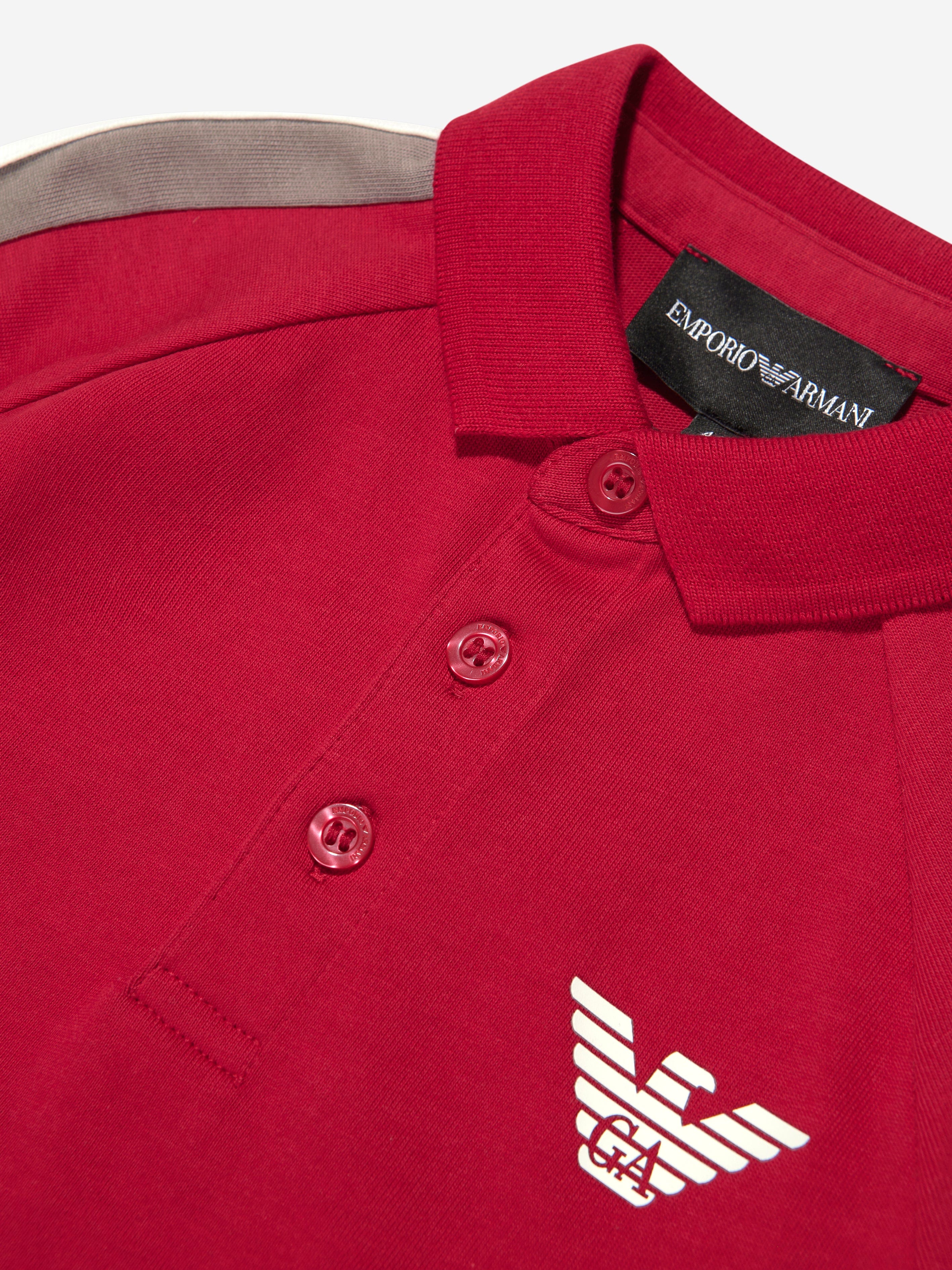 Emporio Armani Boys Logo Polo Shirt In Red