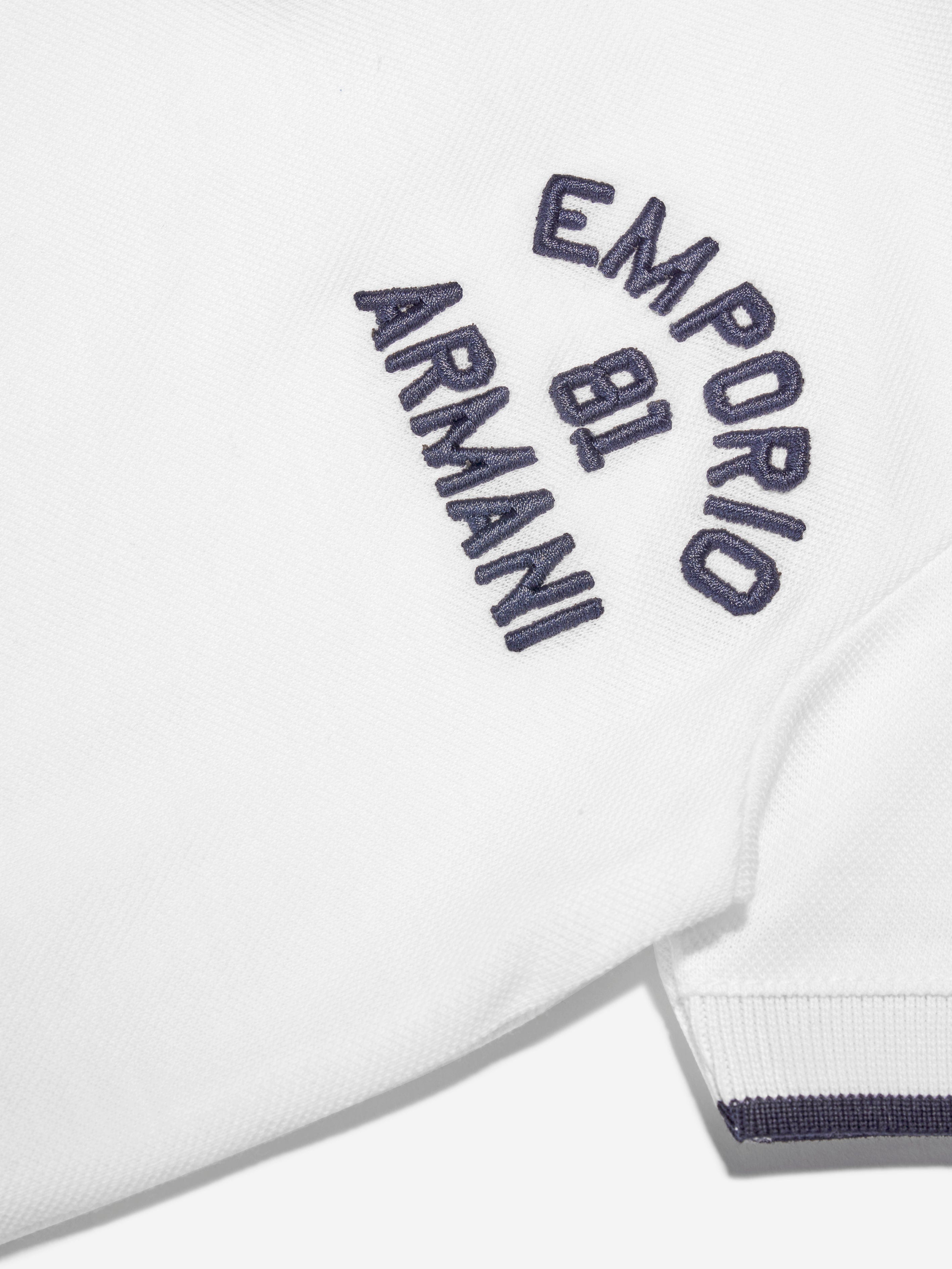 Emporio Armani Boys Logo Polo Shirt In White