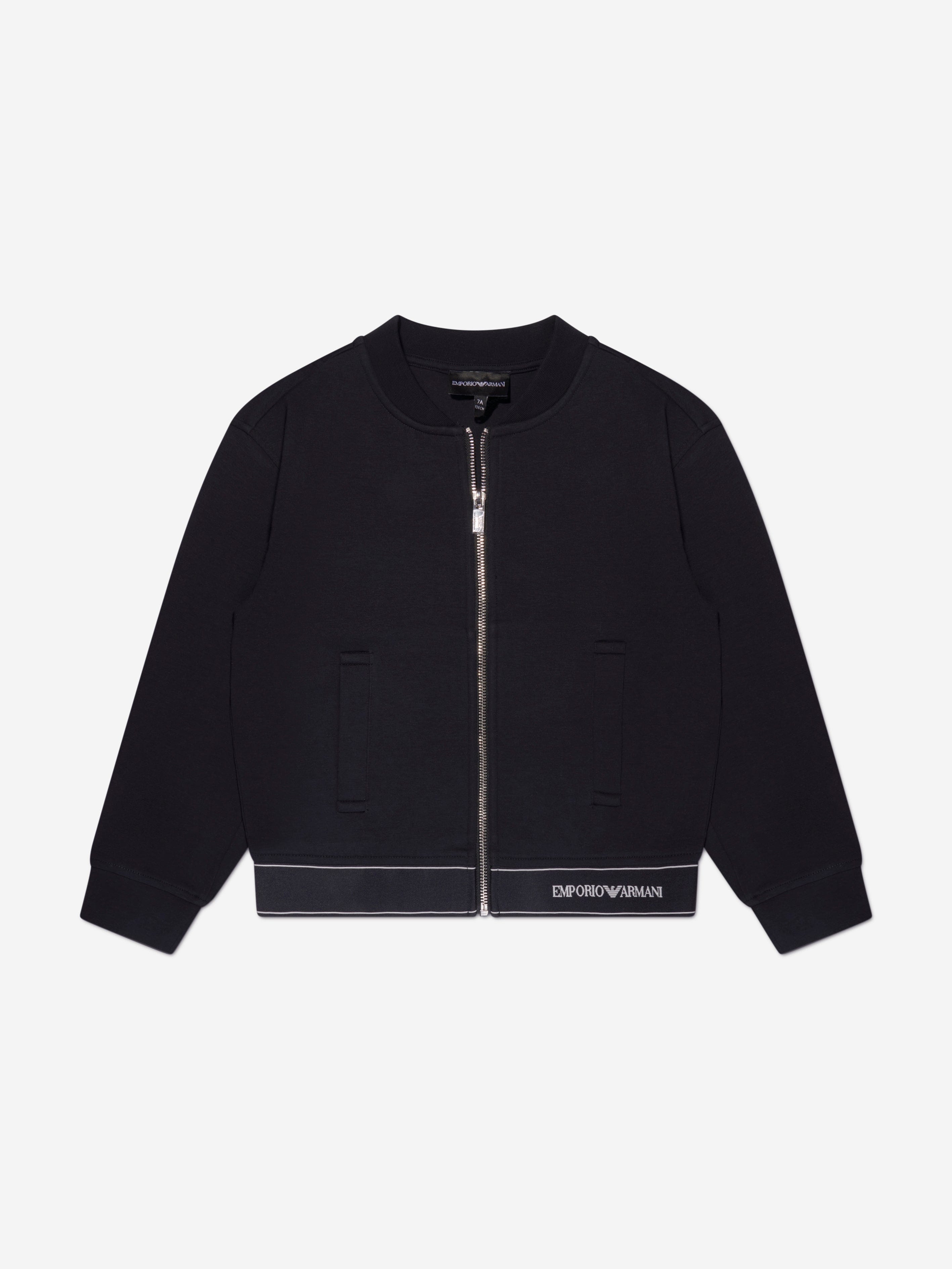 Emporio Armani Boys Zip Up Jacket In Navy