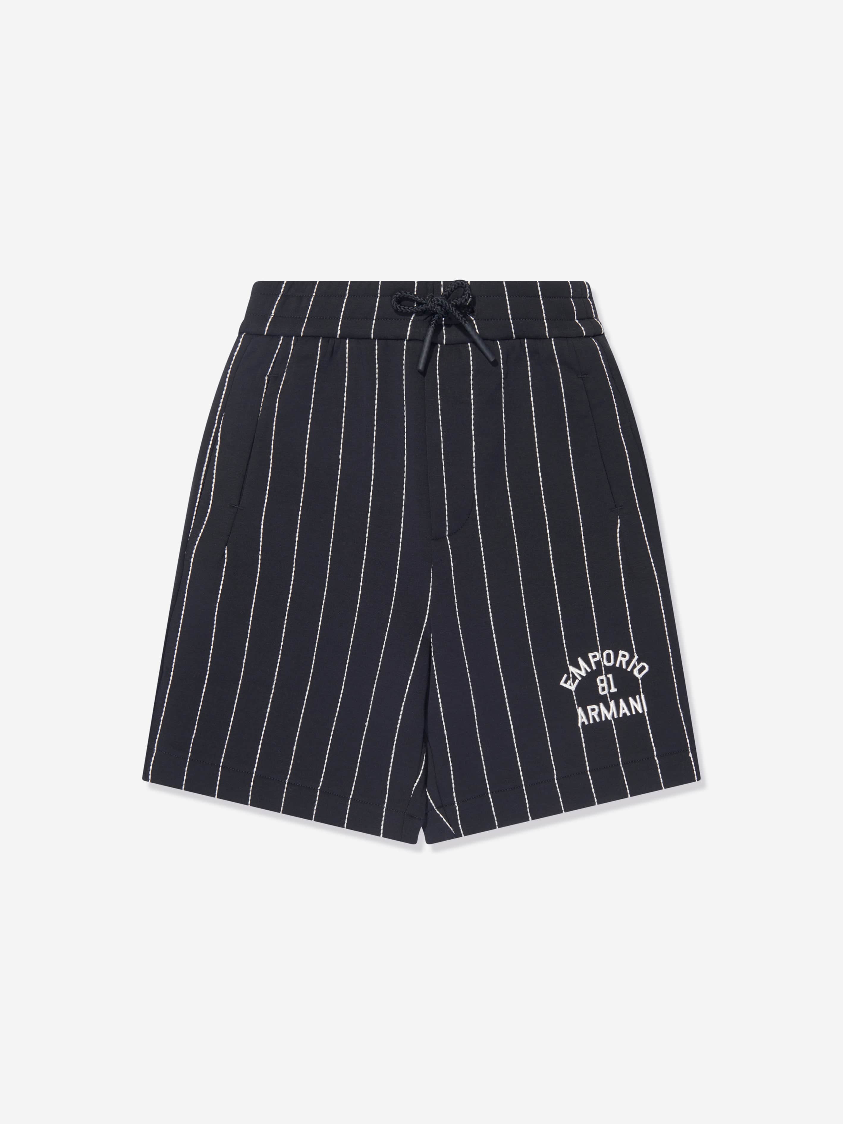 Emporio Armani Boys Striped Shorts In Navy