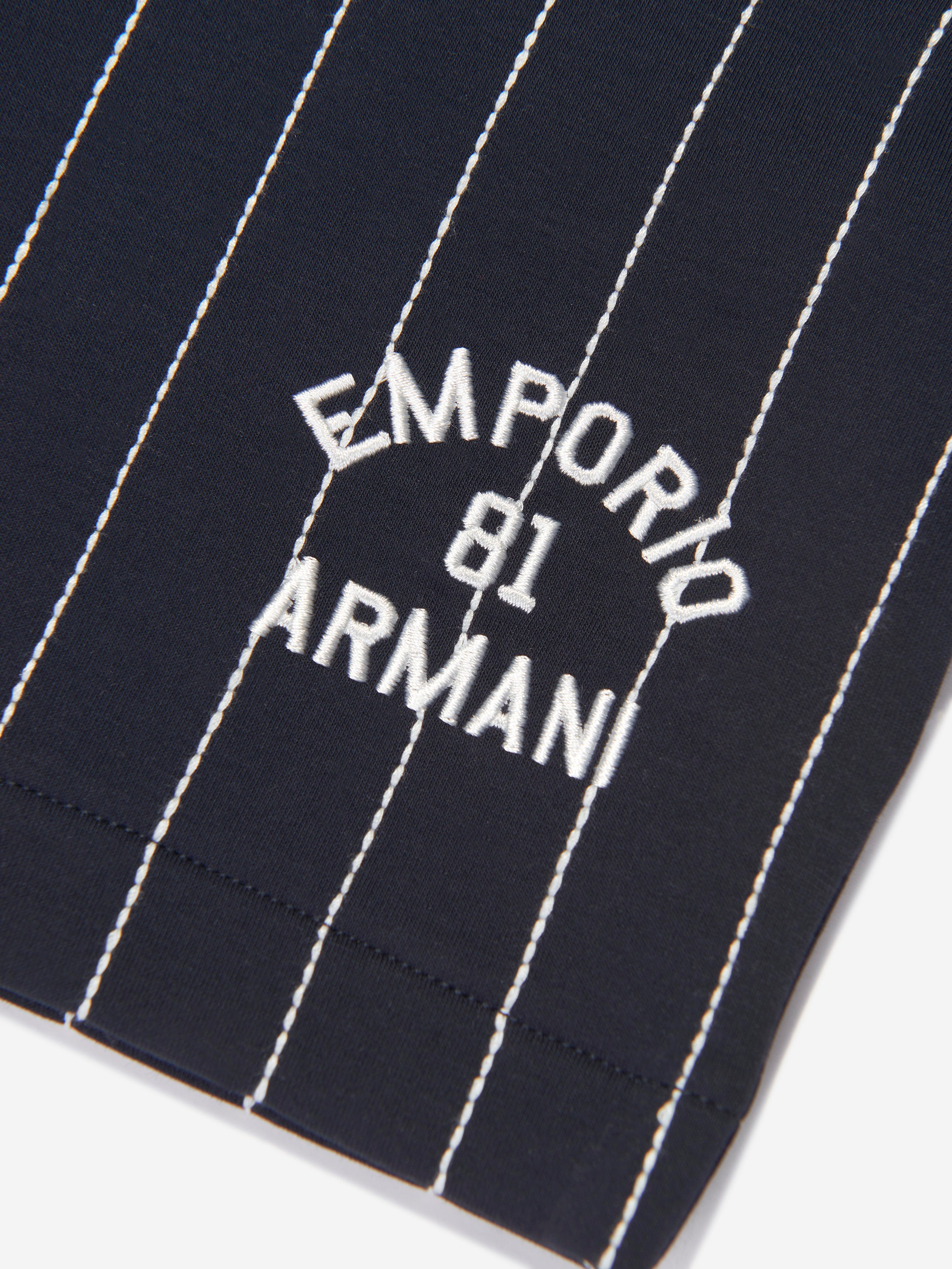 Emporio Armani Boys Striped Shorts In Navy